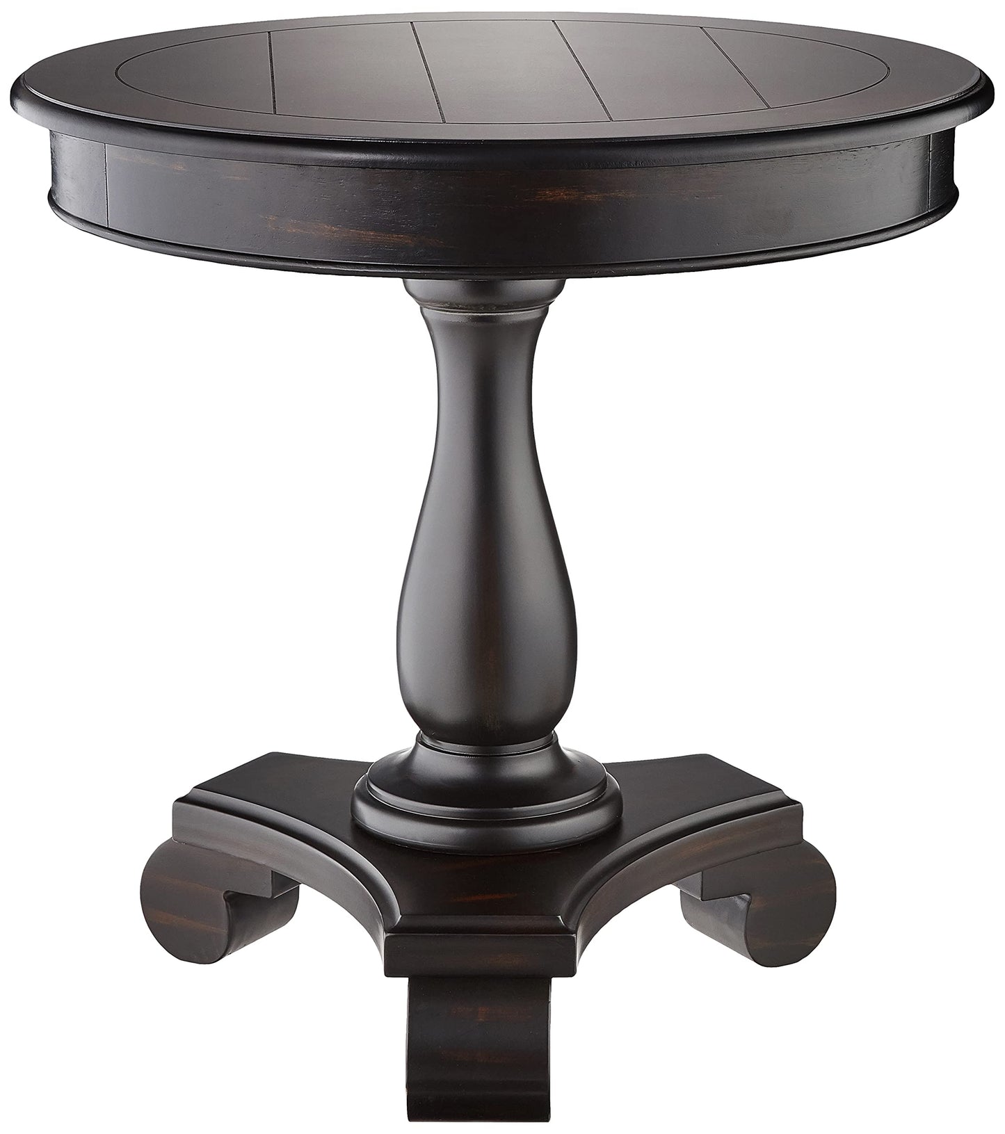Roundhill Furniture Rene Round Wood Pedestal Side Table, Antique White