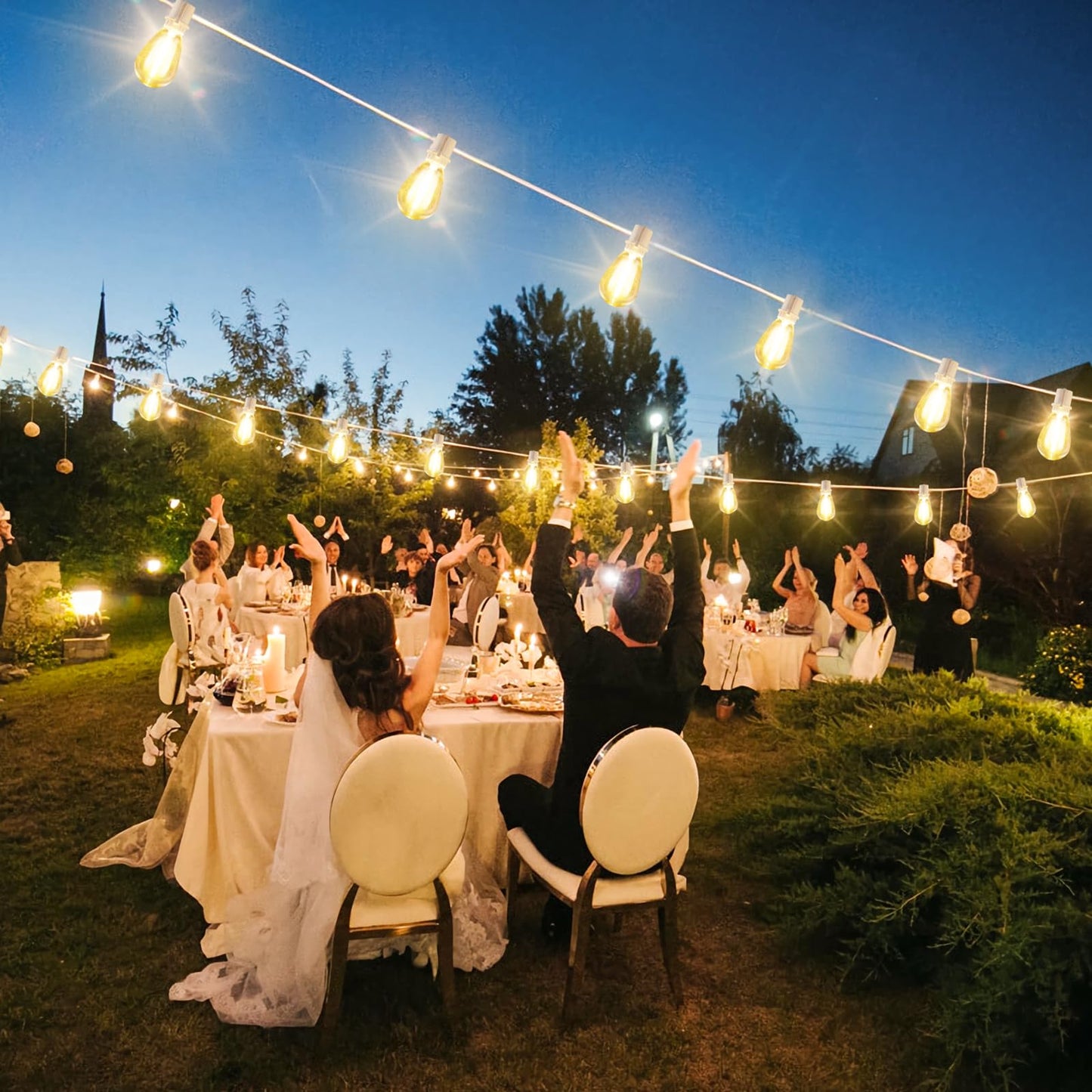 96FT LED Outdoor String Lights, Waterproof Patio Lights with 30+2 2700K Dimmable Shatterproof Edison Hanging Bulbs for Backyard Party-Black