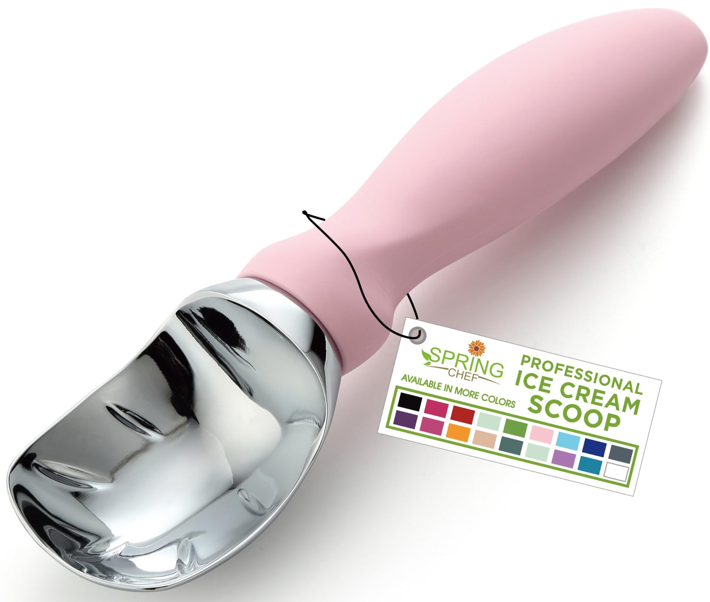 Spring Chef Heavy Duty Ice Cream Scoop with Comfortable Handle - Professional Ice Cream Scooper for Gelato, Sorbet, Cookie Dough, Melon, Frozen Yogurt - Dishwasher Safe Metal Kitchen Tool - Black