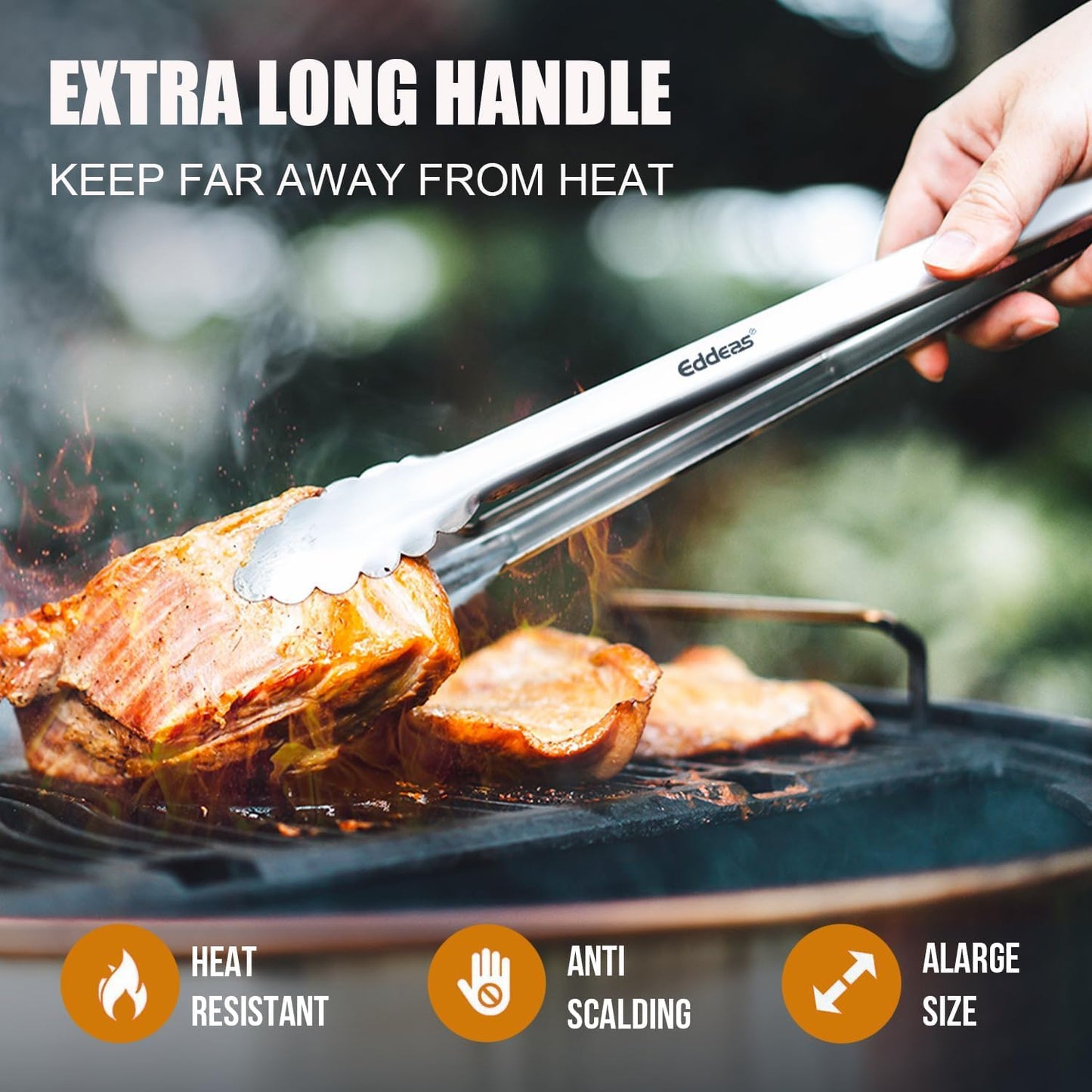 Tongs For Cooking - Heat Resistant 600 Degrees Stainless Steel Kitchen Tong,Heavy Duty Metal Locking Tongs - Perfect for Food,Salad and BBQ set of 3 (7",9" and 12") Dishwasher
