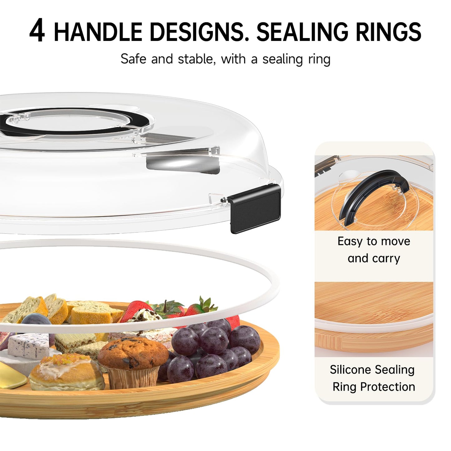 Round Charcuterie Board with Clear Lid, Travel Picnic Portable Cheese Board Charcuterie Boxes, Meat Fruit Serving Tray Platter, House Warming Gifts New Home, Gifts for Women