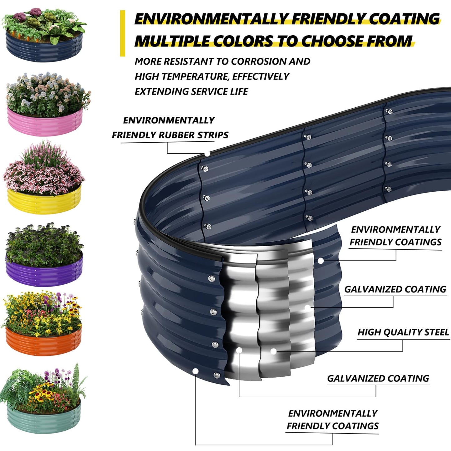 Galvanized Metal Planter Raised Garden Bed Kit for Gardening Outdoor,8x2x1ft Planter Grow Garden Box Raised Flower Bed,Long Vegetable Clearance Herb Raised Garden Beds for Gardening