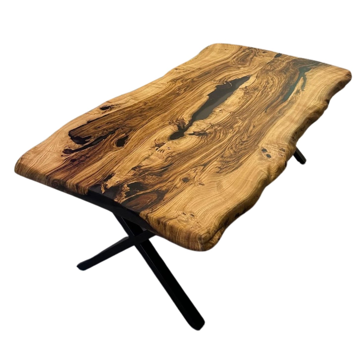 Elite Wood 55 x 31 in Handcrafted Live Edge Chestnut Table - Epoxy Resin, Dinning Room, Kitchen Table, Modern, Rustic Modern, Kitchen Tables, Farmhouse Dining