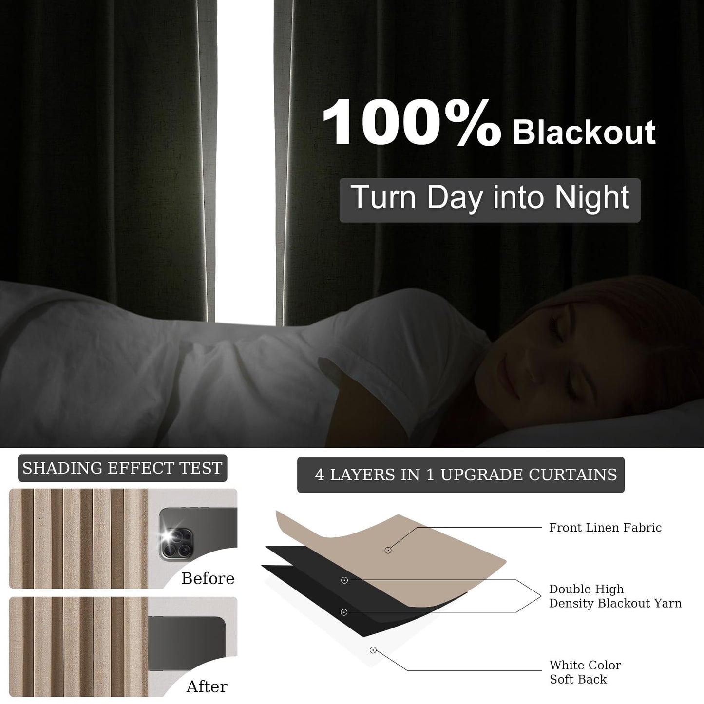 Topfinel 120 Inches Long Extra Long Pinch Pleat Faux Linen Curtains for Living Room,Neutral Beige 100 Percent Blackout Floor to Ceiling Farmhouse Sound Absorbing Drapes 2 Panels for Track System 10 FT