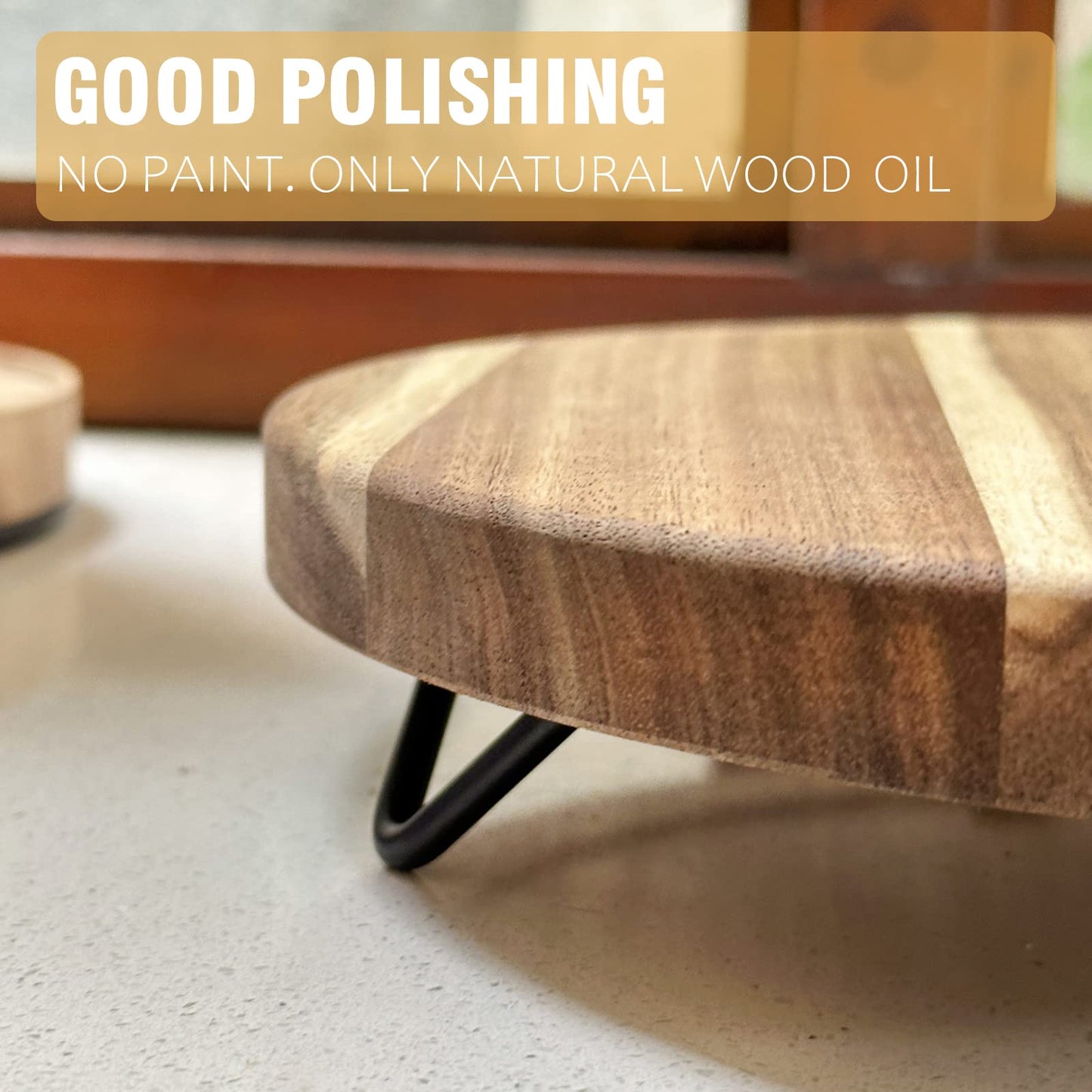 Decorative Round Wood Riser for Display,Pedestal Tray for Home or Kitchen and Bathroom Countertop Organizer,Farmhouse Kitchen Counter Decor Tray. (12-inch)