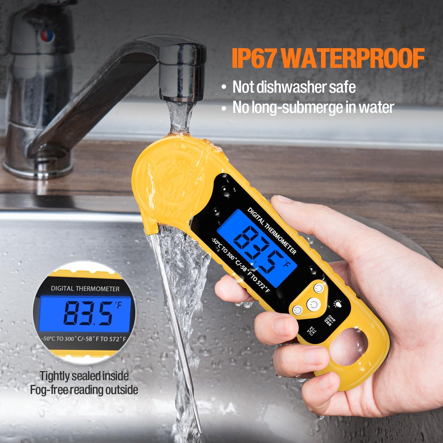 Meat Thermometer Digital, Instant Read Food Thermometer - Waterproof w/Backlight for Cooking, Candy, Deep Fry, BBQ, Grill, Smoker and Roast, Camping & Kitchen Essentials