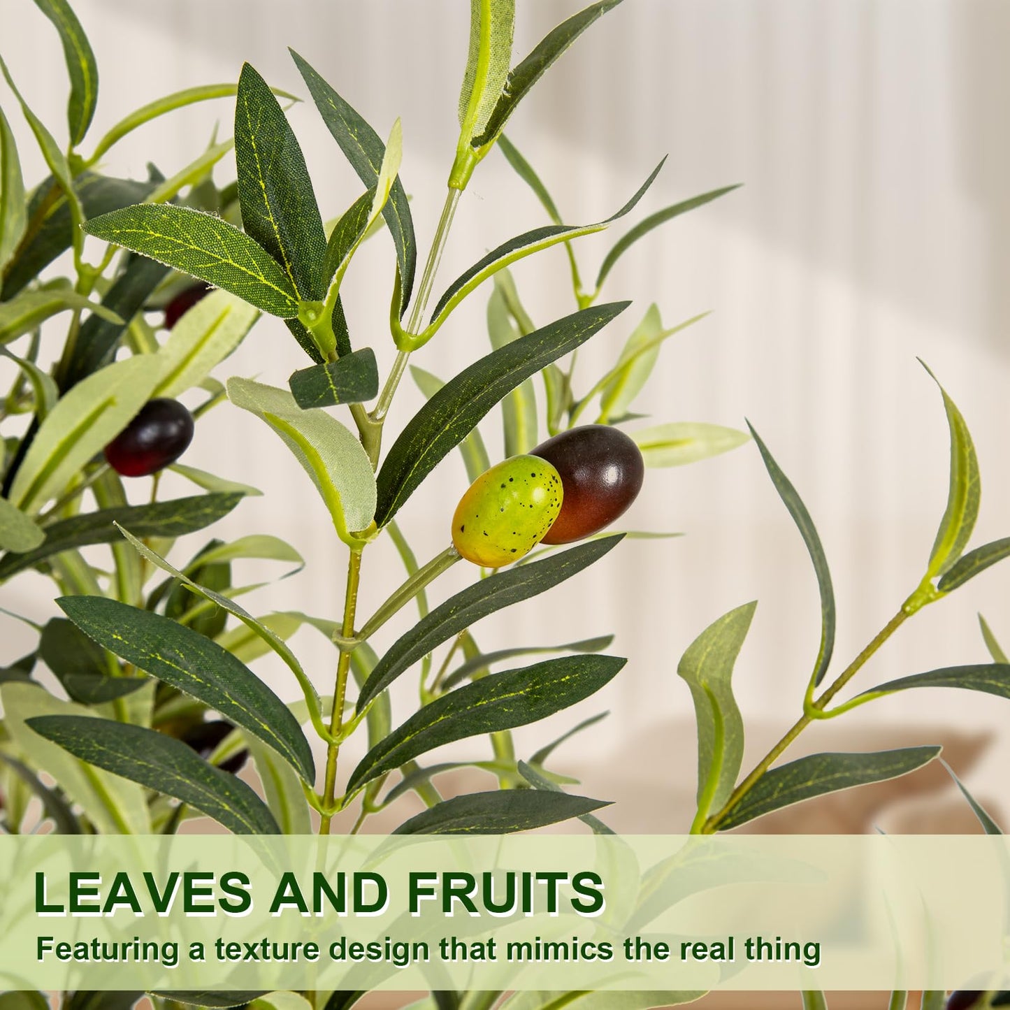 Olive Trees Artificial Indoor, 6FT Tall Faux Olive Tree with White Tall Planter, Artificial Plants with Natural Wood Trunk and Lifelike Fruits for Home Office Decor