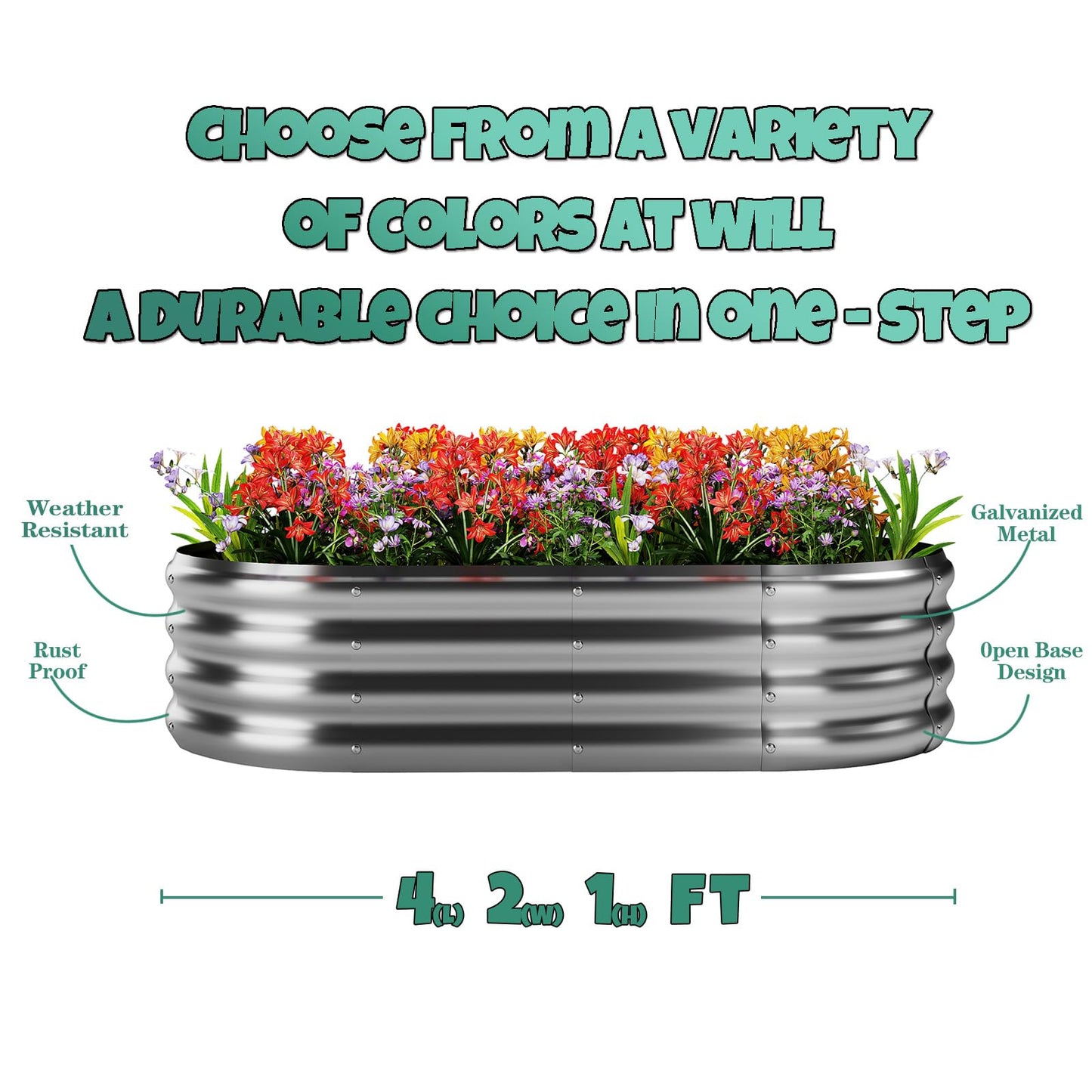 Galvanized Metal Planter Raised Garden Bed Kit for Gardening Outdoor,8x2x1ft Planter Grow Garden Box Raised Flower Bed,Long Vegetable Clearance Herb Raised Garden Beds for Gardening