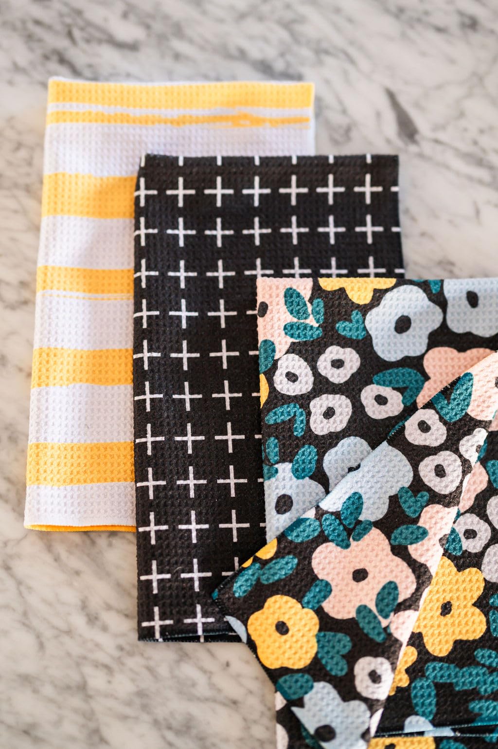 || 3 Pack|| Not Your Ordinary Dish Towels || Waffle Weave Microfiber || Tea Towels || Highly Absorbent || Hanging Loop || Dish Cloths || Modern || Designer Prints (Easter Bows)