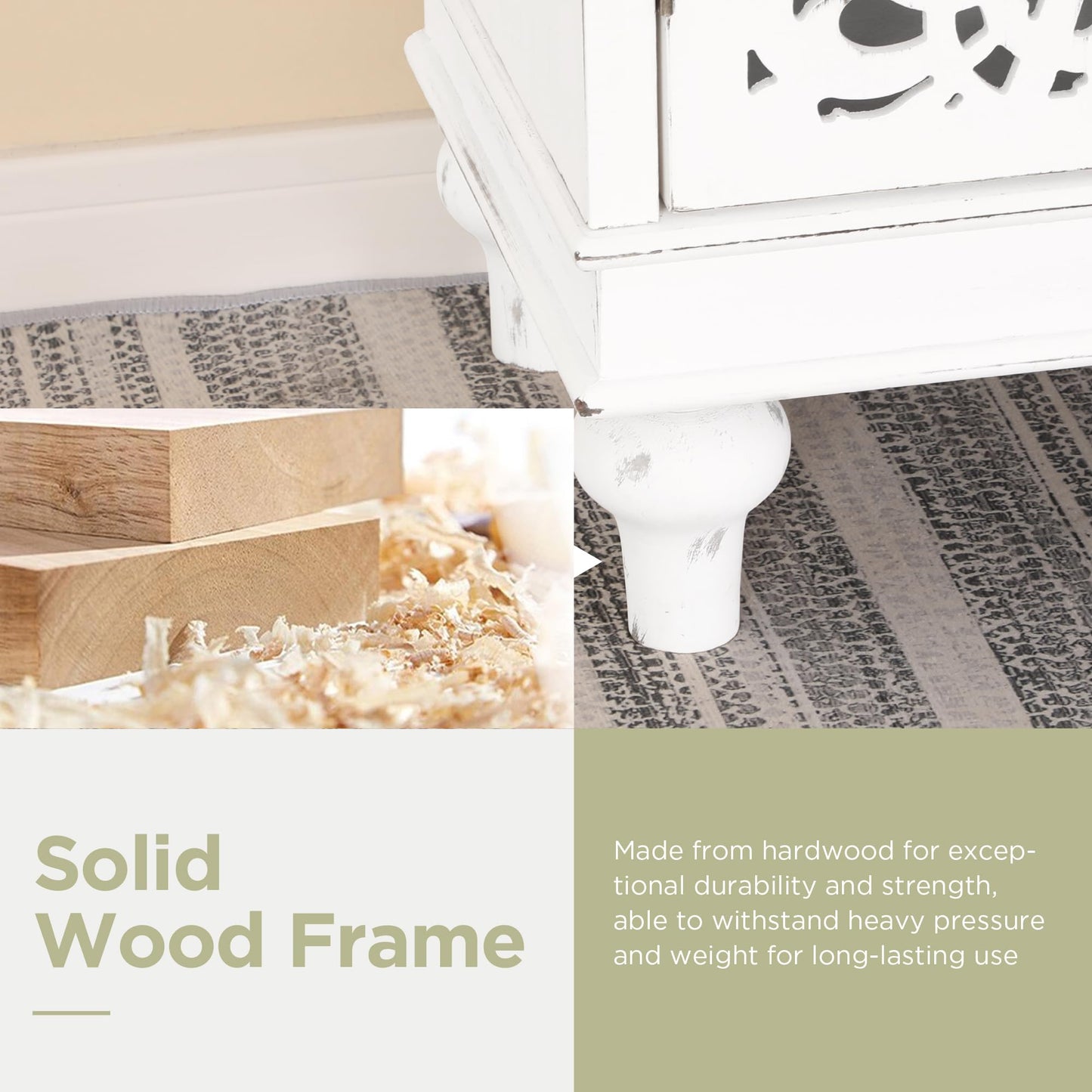 Sophia & William Tall Storage Cabinet 47.4", Decorative 2-Door Tall Accent Cabinet, for Living Room, Dining Room, White