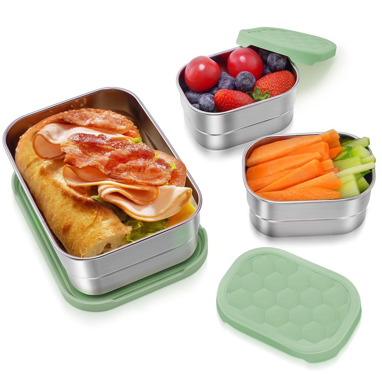 Small (1 CUP) Stainless Steel Snack Containers for Kids | Easy Open Leak Proof Food Containers with Silicone Lids - Perfect Metal Toddler Lunch Box for Daycare and School (8oz)