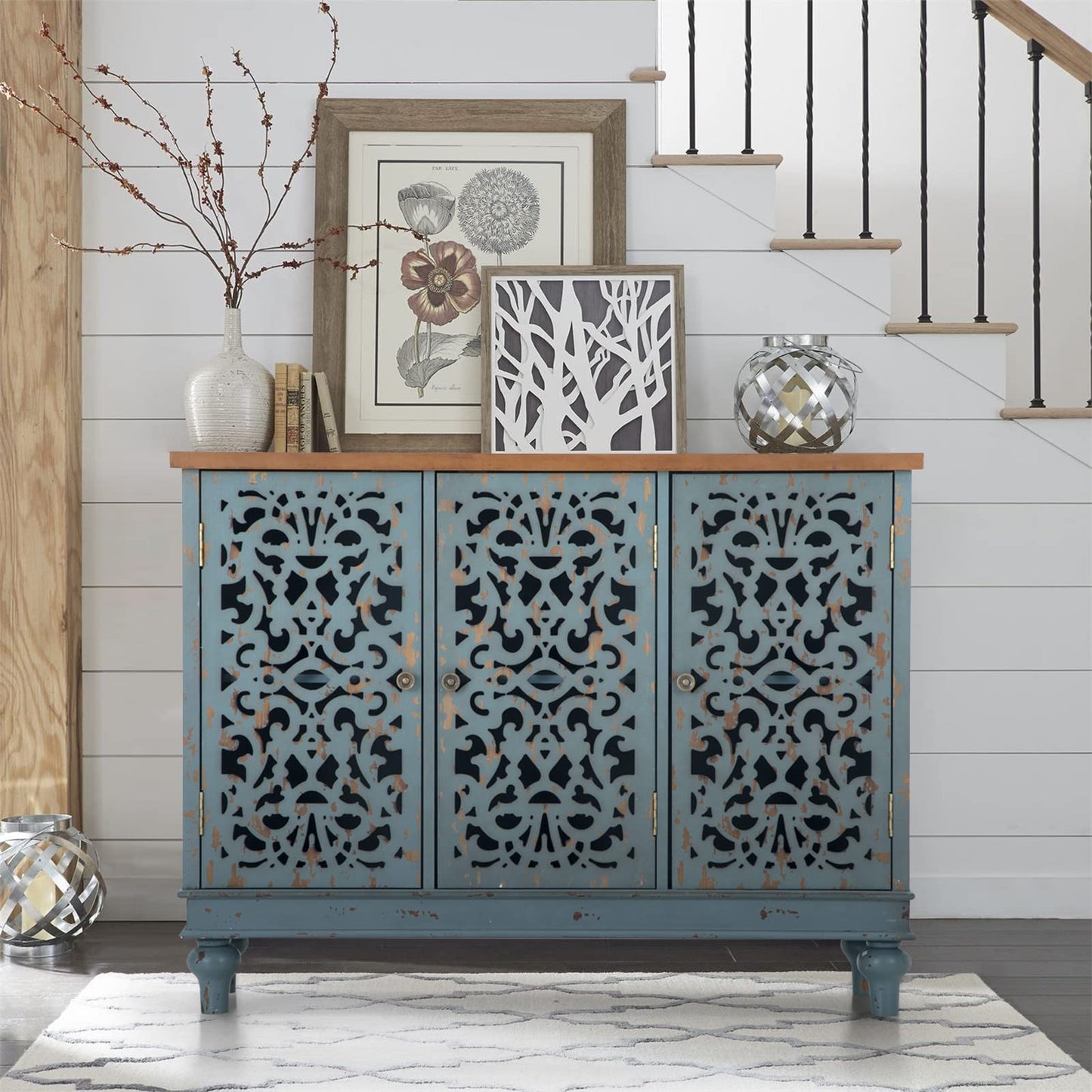 Sophia & William Tall Storage Cabinet 47.4", Decorative 2-Door Tall Accent Cabinet, for Living Room, Dining Room, White