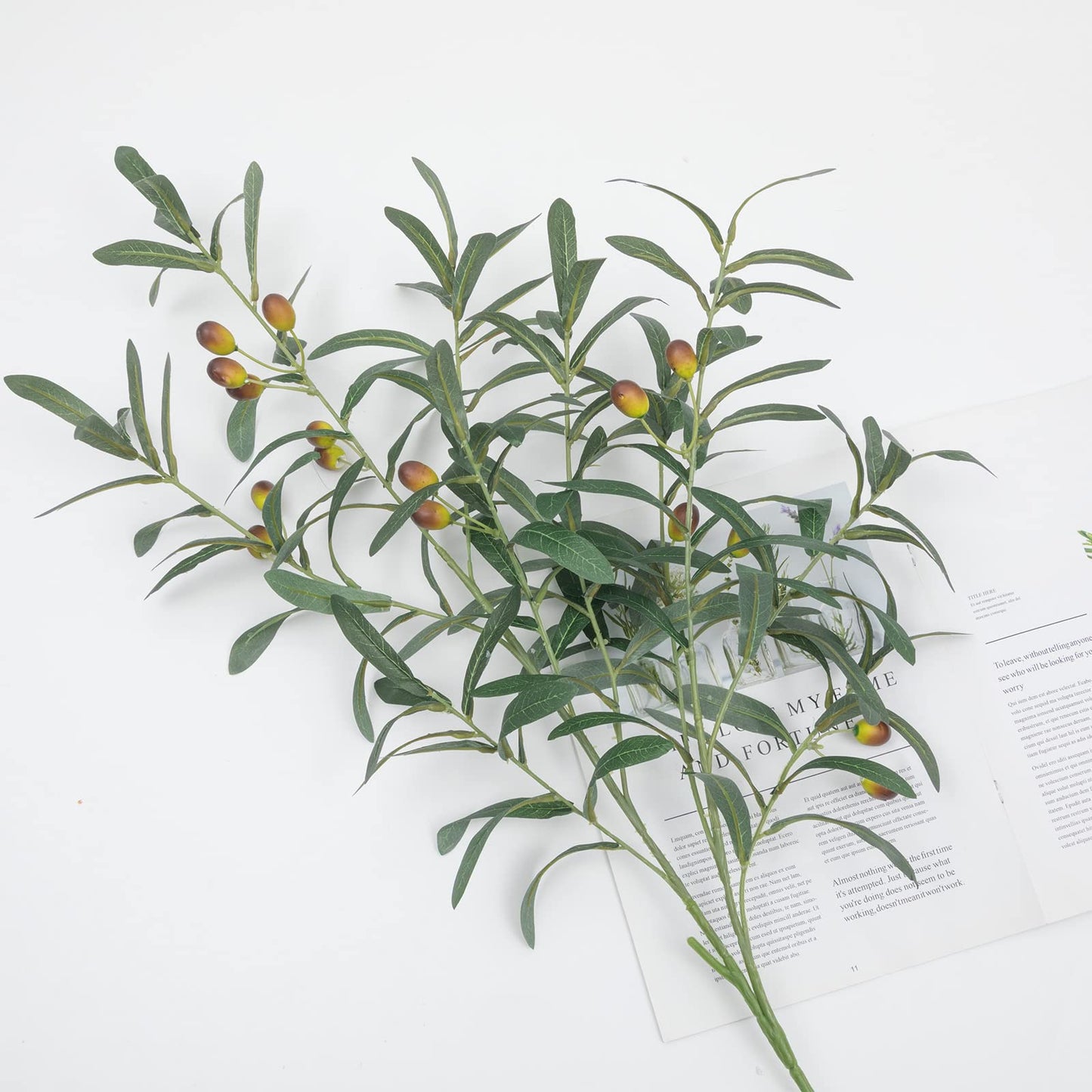 SHACOS 4 PCS 28 inch Artificial Olive Branches Greenery Stems for Vases Olive Stems with Olives Faux Olive Tree Branch for Home Wedding Shop Office Garden Decor DIY Floral Crafts