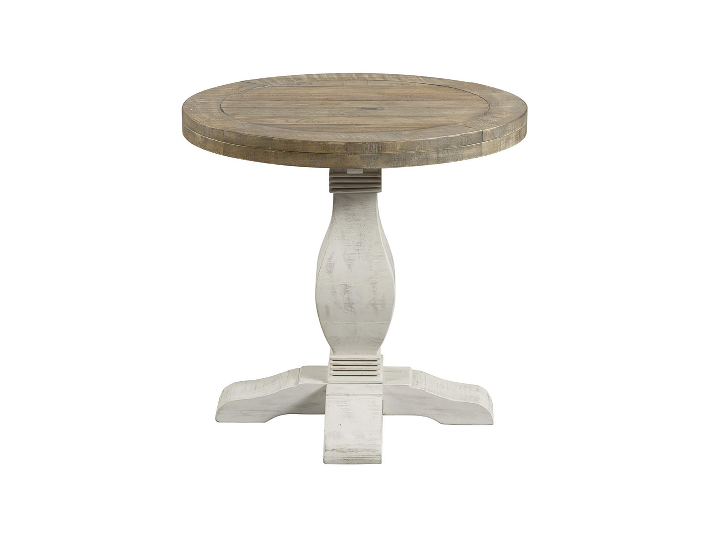 Napa Solid Wood Farmhouse Rustic Round End Side Living Room Table, Nightstand 26" W x 26" D x 25" H