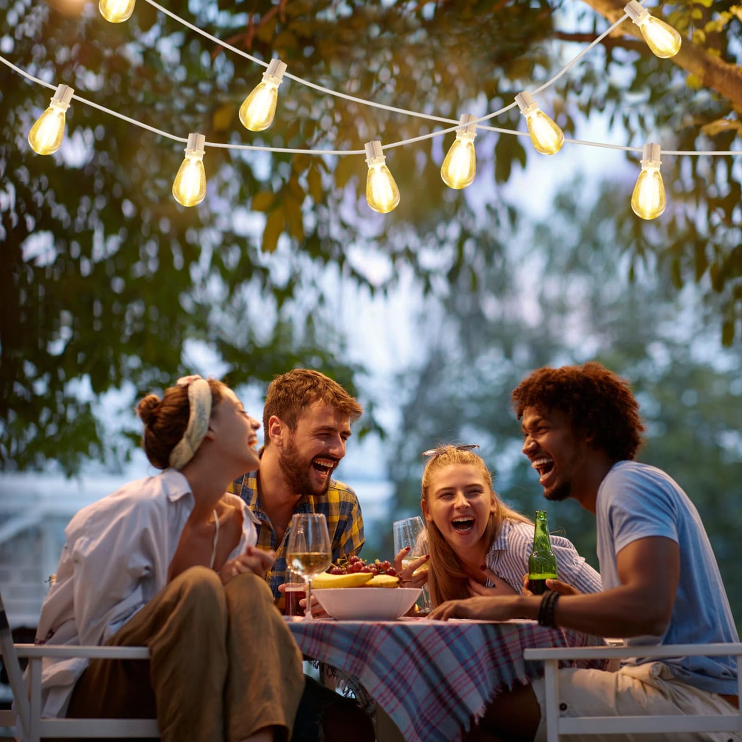96FT LED Outdoor String Lights, Waterproof Patio Lights with 30+2 2700K Dimmable Shatterproof Edison Hanging Bulbs for Backyard Party-Black