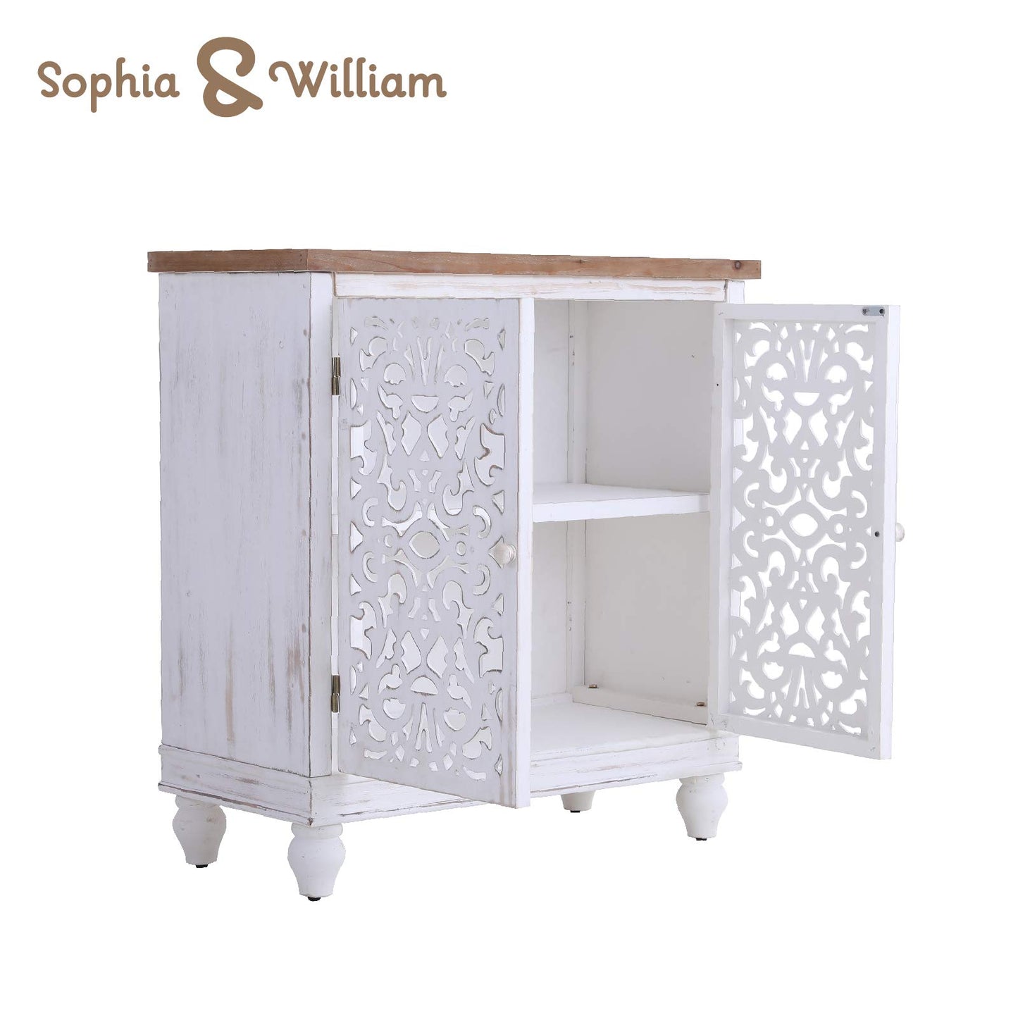 Sophia & William Tall Storage Cabinet 47.4", Decorative 2-Door Tall Accent Cabinet, for Living Room, Dining Room, White