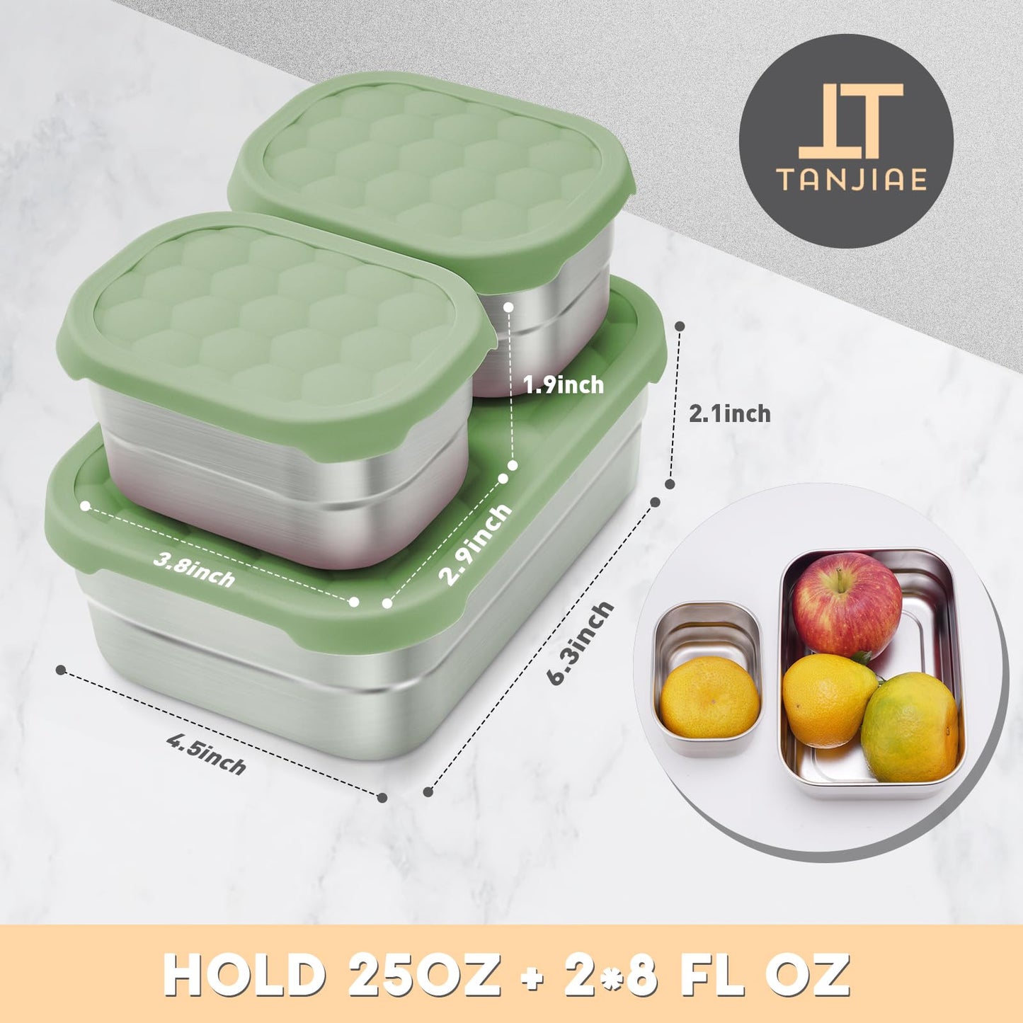 Small (1 CUP) Stainless Steel Snack Containers for Kids | Easy Open Leak Proof Food Containers with Silicone Lids - Perfect Metal Toddler Lunch Box for Daycare and School (8oz)