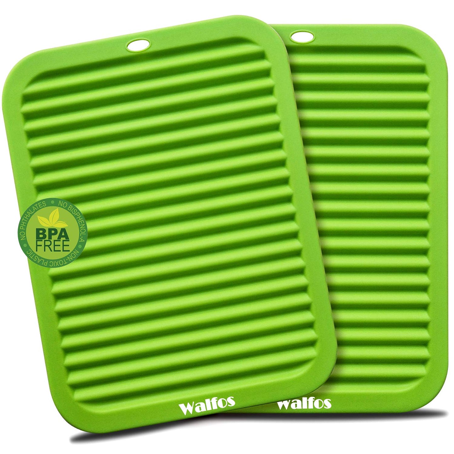Walfos Silicone Trivet Mats - 4 Heat Resistant Pot Holders, Multipurpose Non-Slip Hot Pads for Kitchen Potholders, Hot Dishers, Jar Opener, Spoon Holder, Food Grade Silicone & BPA Free (Black)