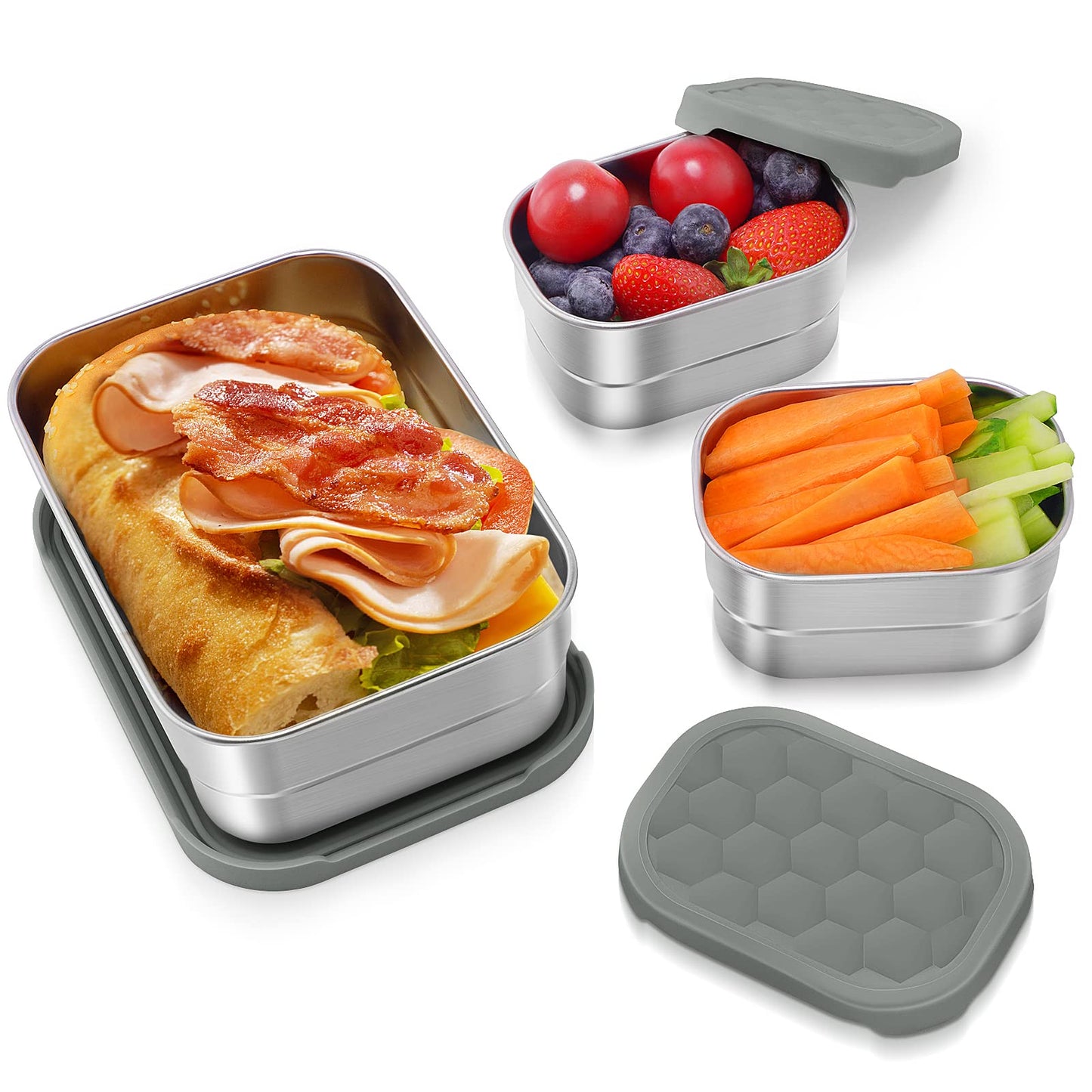 Small (1 CUP) Stainless Steel Snack Containers for Kids | Easy Open Leak Proof Food Containers with Silicone Lids - Perfect Metal Toddler Lunch Box for Daycare and School (8oz)