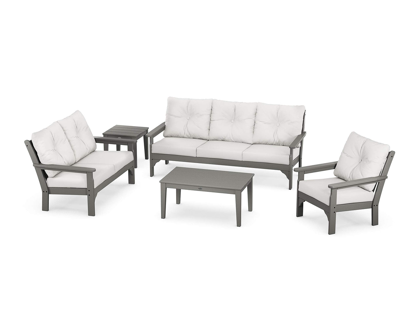 POLYWOOD® Vineyard Deep Seating Set, Black/Grey Mist