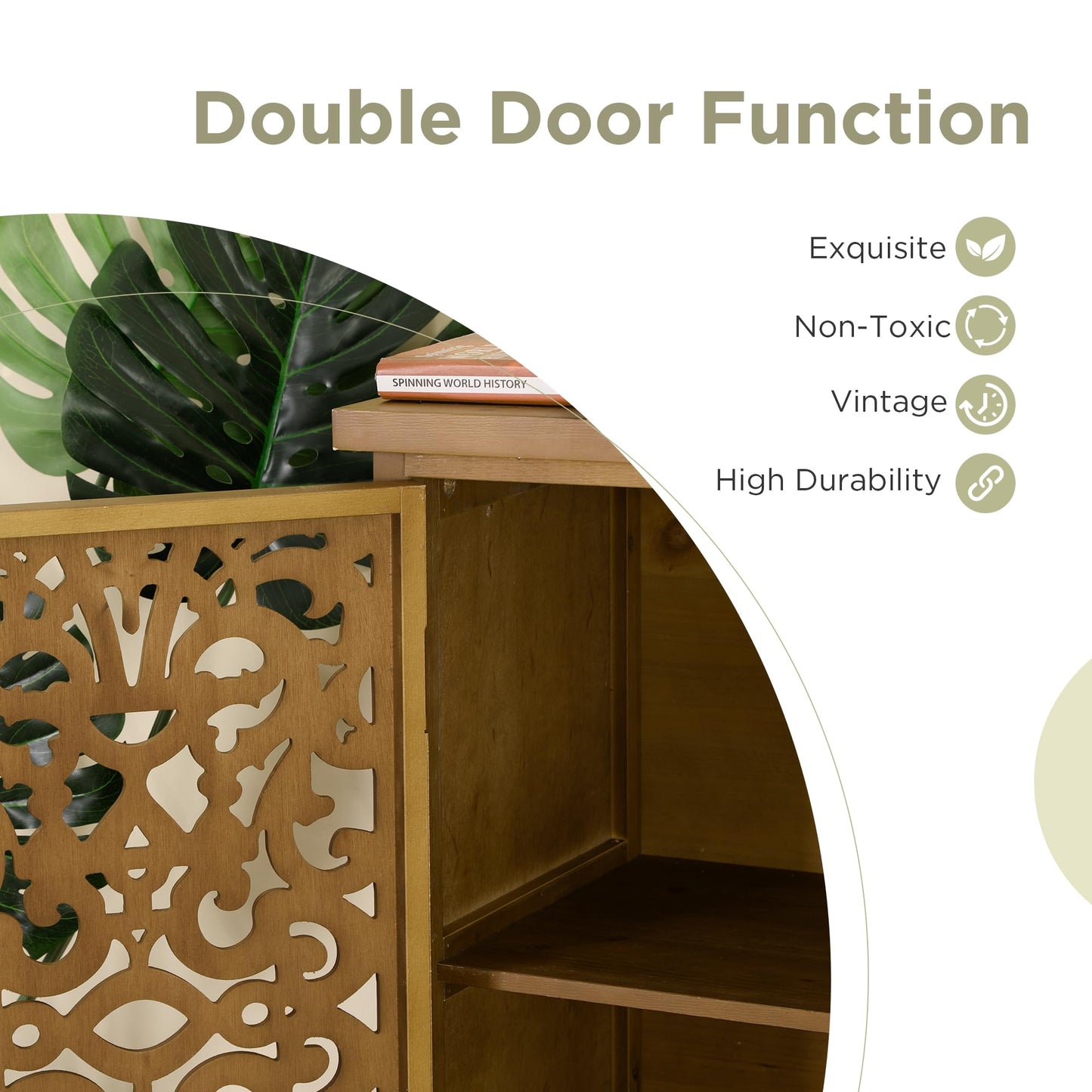 Sophia & William Tall Storage Cabinet 47.4", Decorative 2-Door Tall Accent Cabinet, for Living Room, Dining Room, White