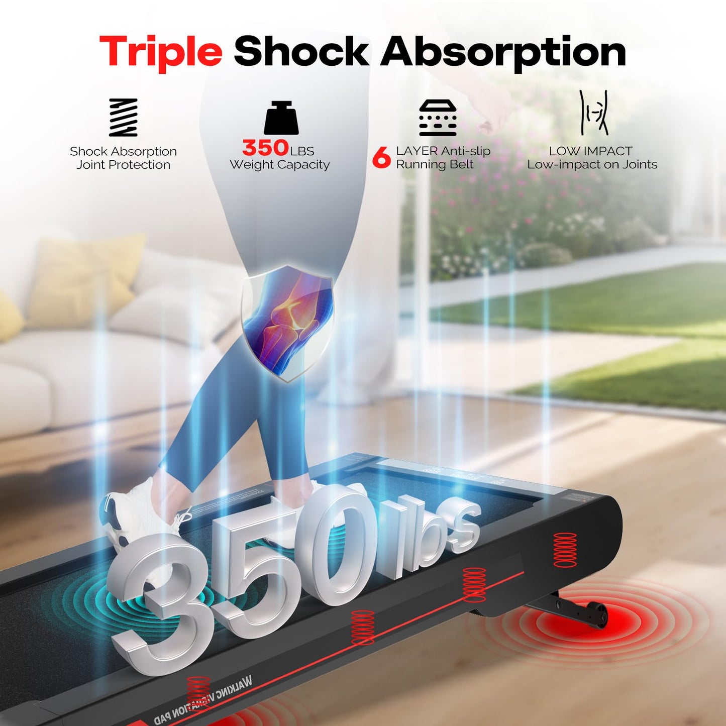 Sperax Walking Vibration Pad with APP, 3 in 1 Under Desk Treadmill, 2.5HP Low Noise Walking Treadmill Pad with Remote Control,Portable Treadmills for Home Office