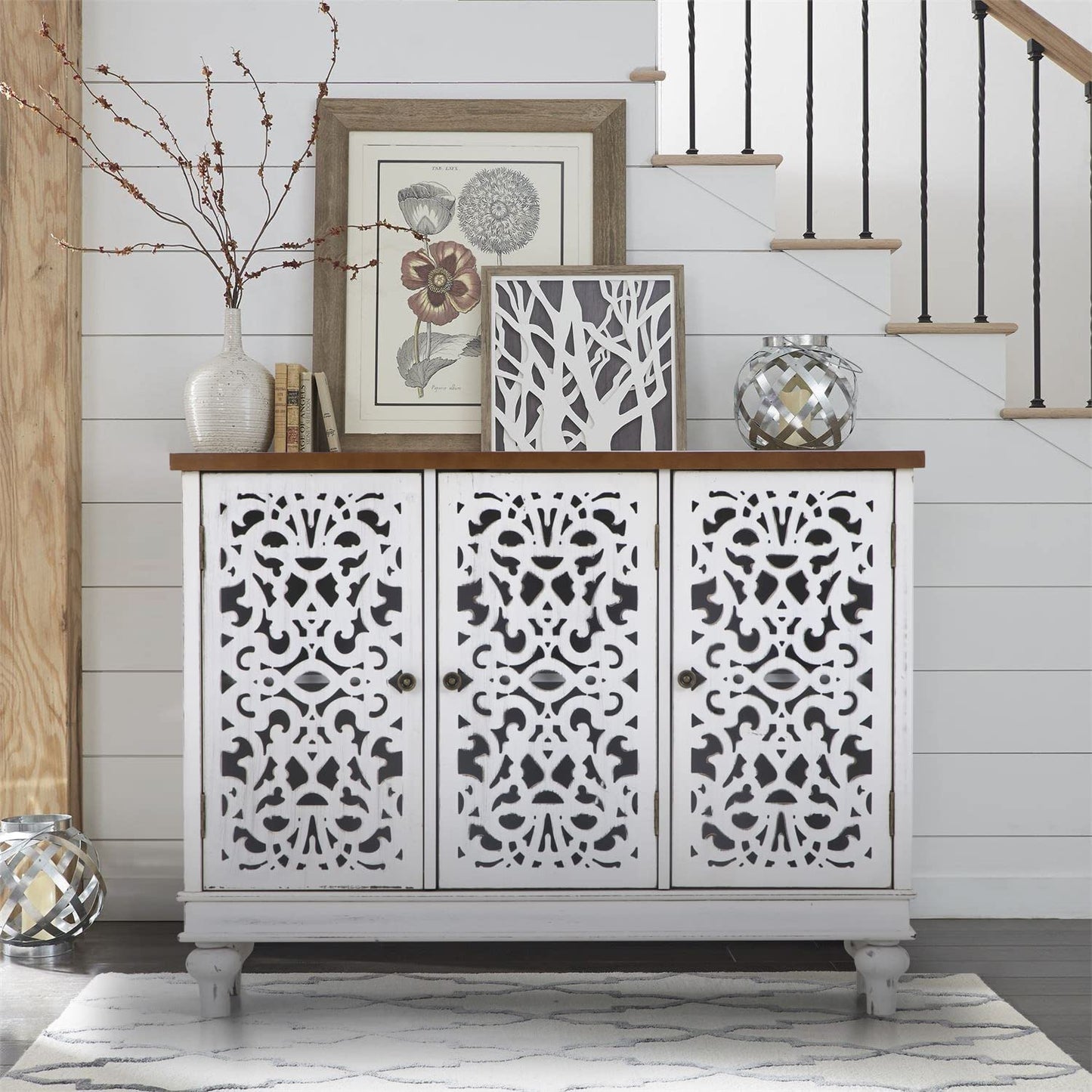 Sophia & William Tall Storage Cabinet 47.4", Decorative 2-Door Tall Accent Cabinet, for Living Room, Dining Room, White