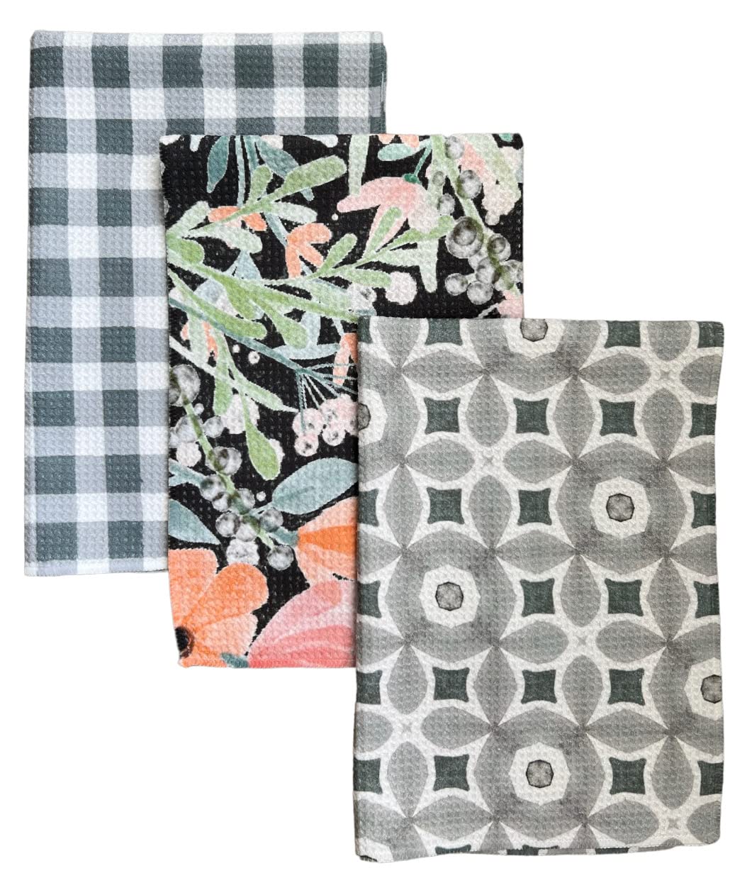 || 3 Pack|| Not Your Ordinary Dish Towels || Waffle Weave Microfiber || Tea Towels || Highly Absorbent || Hanging Loop || Dish Cloths || Modern || Designer Prints (Easter Bows)