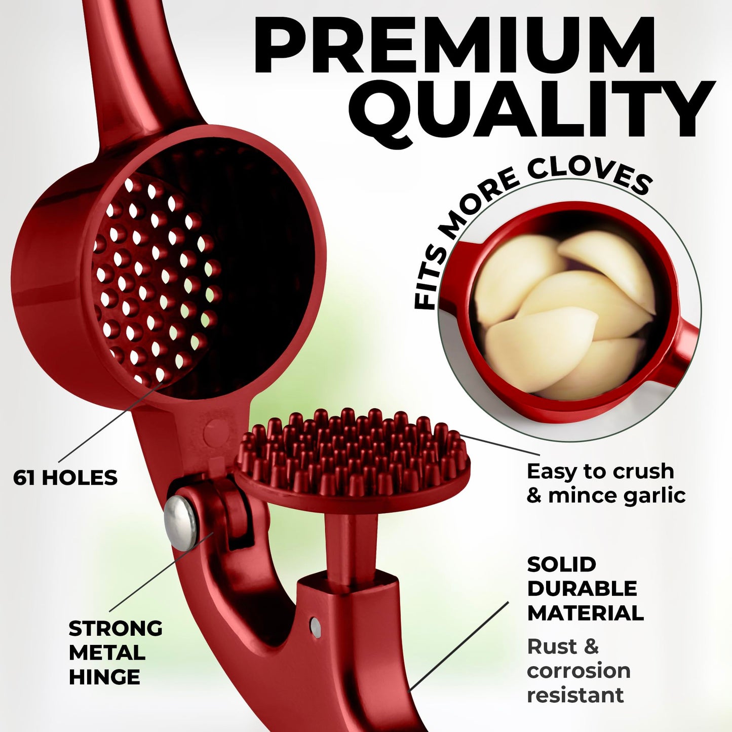 Zulay Kitchen Premium Garlic Press Set - Rust Proof & Dishwasher Safe Professional Garlic Mincer Tool - Easy-Squeeze, Easy-Clean with Soft, Ergonomic Handle - Silicone Garlic Peeler & Brush (Silver)