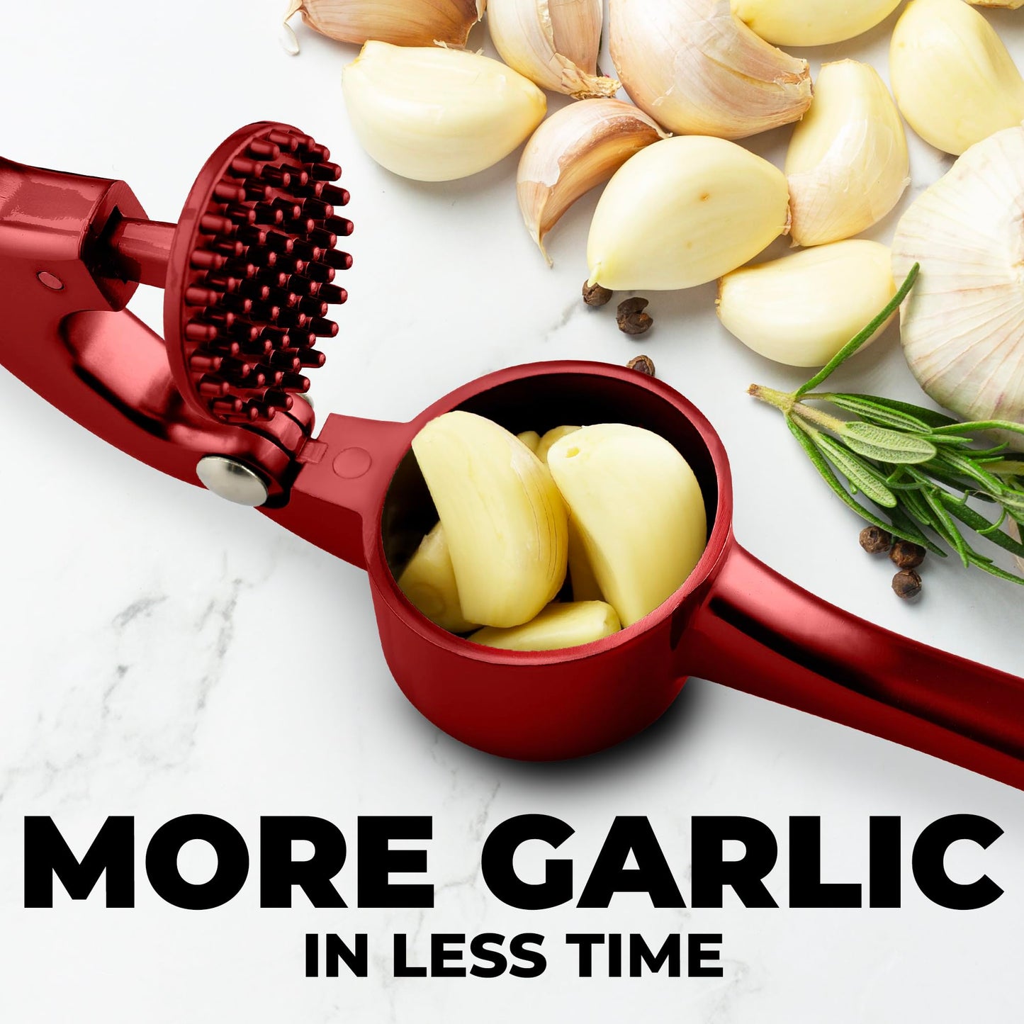 Zulay Kitchen Premium Garlic Press Set - Rust Proof & Dishwasher Safe Professional Garlic Mincer Tool - Easy-Squeeze, Easy-Clean with Soft, Ergonomic Handle - Silicone Garlic Peeler & Brush (Silver)