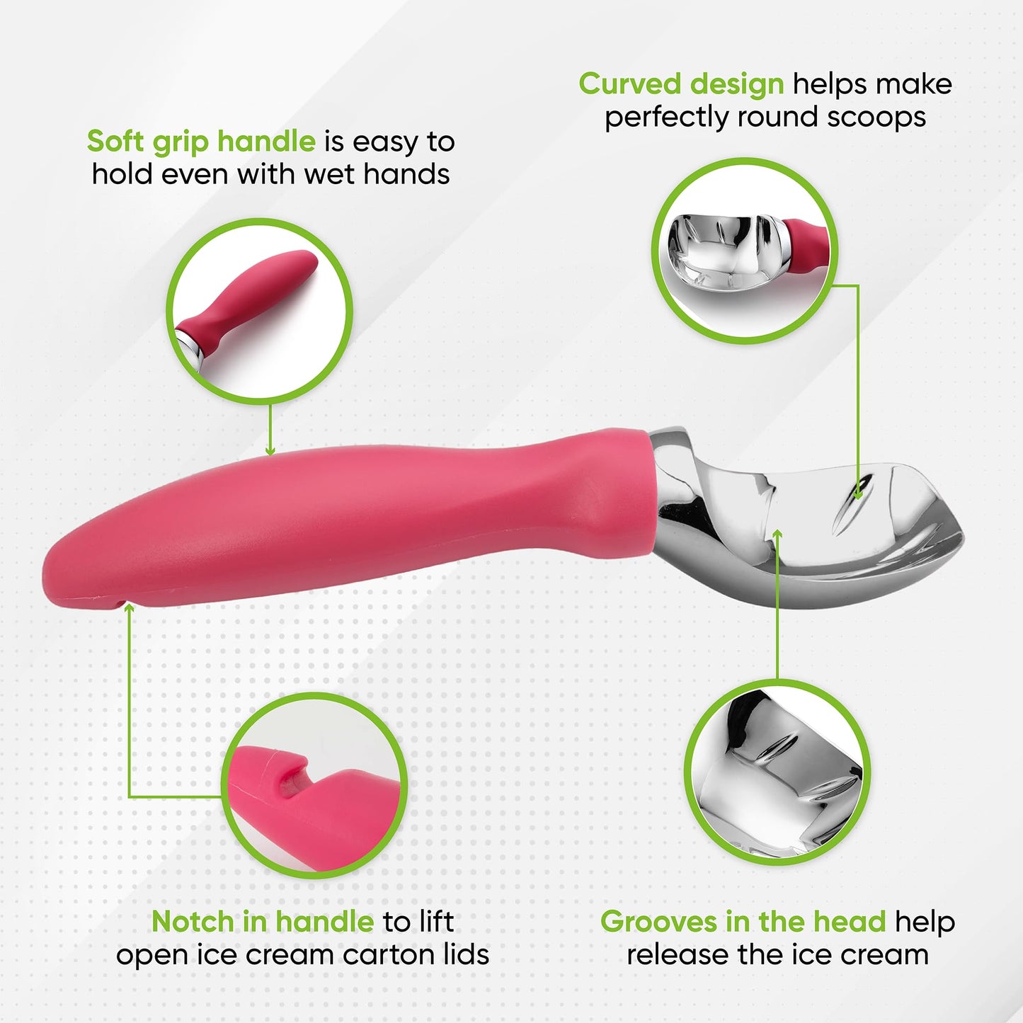 Spring Chef Heavy Duty Ice Cream Scoop with Comfortable Handle - Professional Ice Cream Scooper for Gelato, Sorbet, Cookie Dough, Melon, Frozen Yogurt - Dishwasher Safe Metal Kitchen Tool - Black