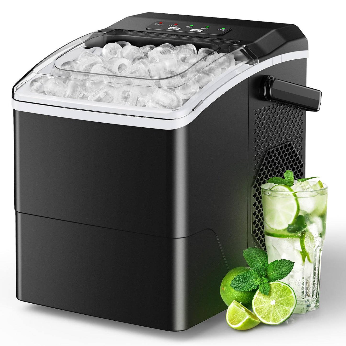 Silonn Ice Maker Countertop, Portable Ice Machine with Carry Handle, Self-Cleaning Ice Makers with Basket and Scoop, 9 Cubes in 6 Mins, 26 lbs per Day, Ideal for Home, Kitchen, Camping, RV