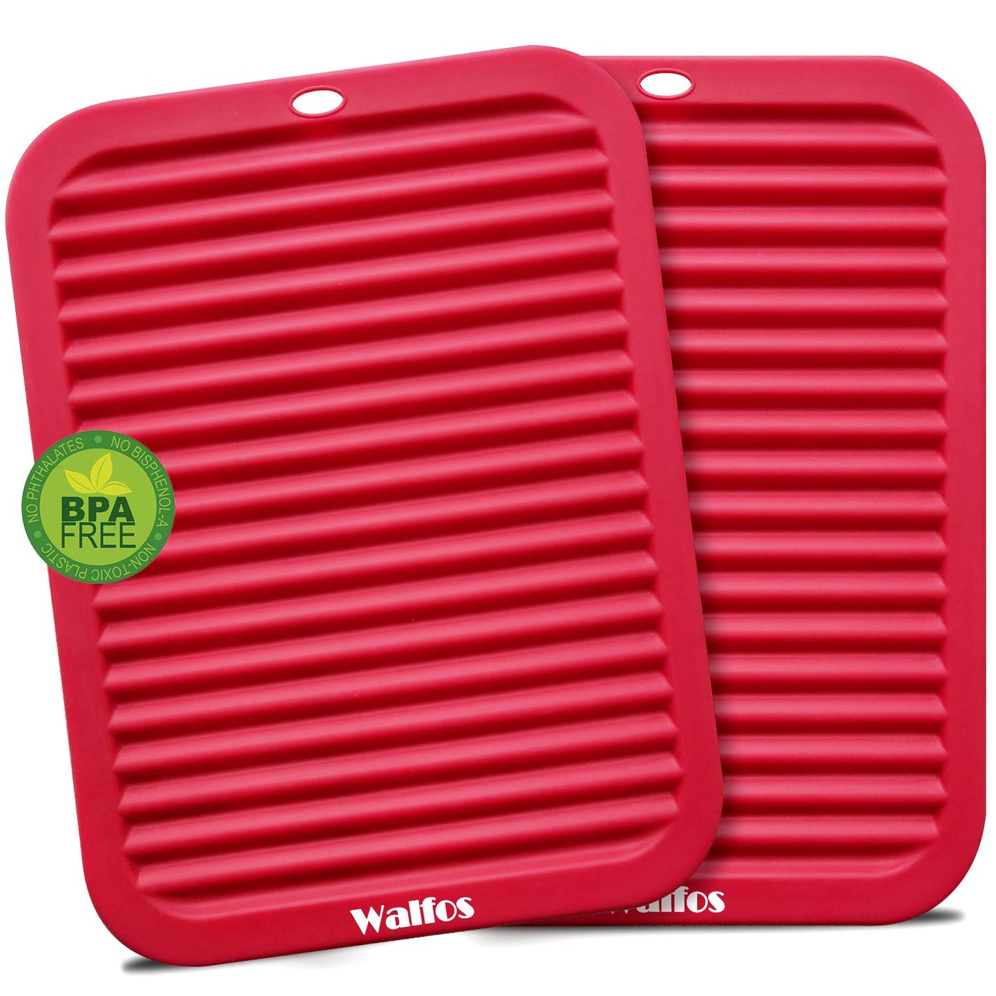 Walfos Silicone Trivet Mats - 4 Heat Resistant Pot Holders, Multipurpose Non-Slip Hot Pads for Kitchen Potholders, Hot Dishers, Jar Opener, Spoon Holder, Food Grade Silicone & BPA Free (Black)