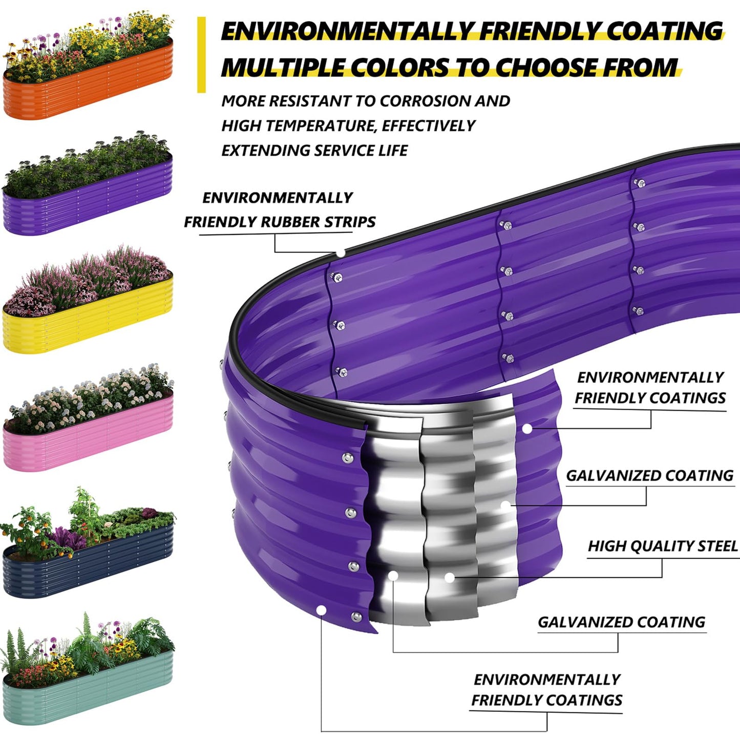 Galvanized Metal Planter Raised Garden Bed Kit for Gardening Outdoor,8x2x1ft Planter Grow Garden Box Raised Flower Bed,Long Vegetable Clearance Herb Raised Garden Beds for Gardening