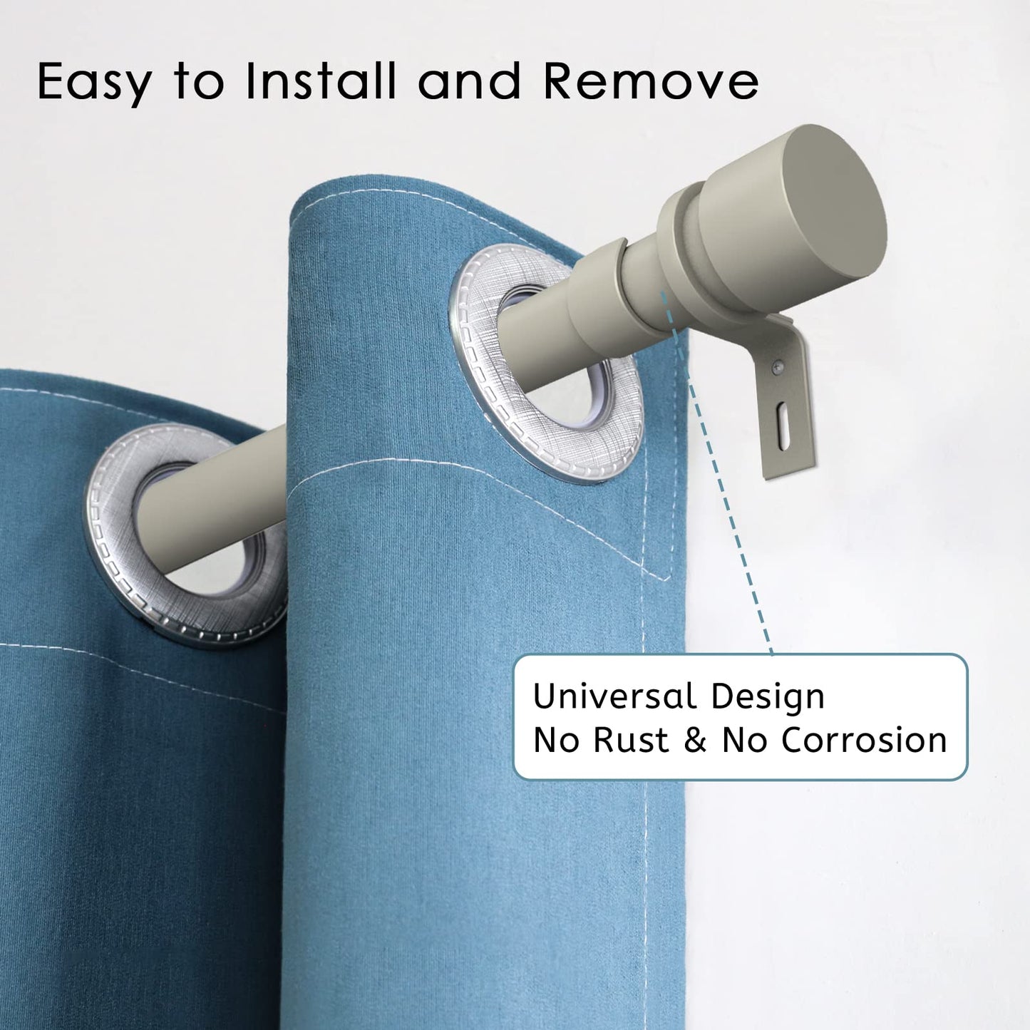 Curtain Rods for Windows 16 to 144 Inches Adjustable Length 1 Inch Diameter Window Curtain Rod with Aluminium Finials, Black