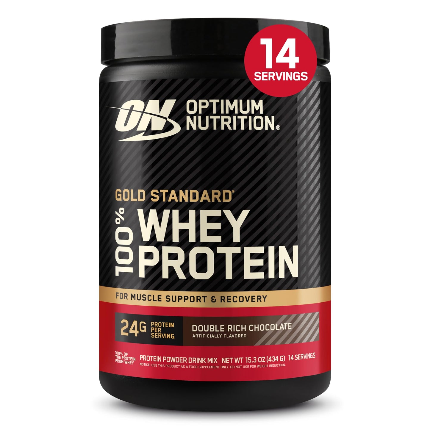 Optimum Nutrition Gold Standard 100% Whey Protein Powder, Double Rich Chocolate, 2 Pound (Packaging May Vary)