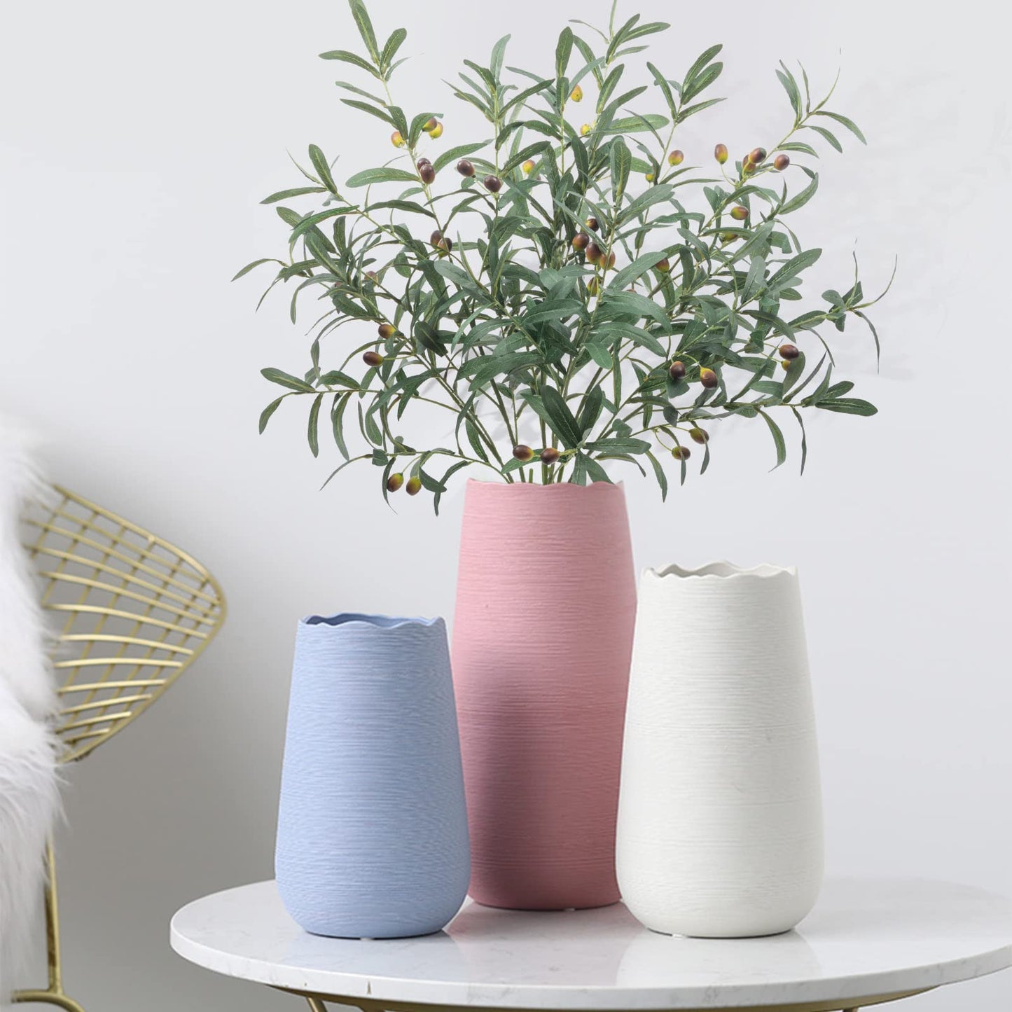 SHACOS 4 PCS 28 inch Artificial Olive Branches Greenery Stems for Vases Olive Stems with Olives Faux Olive Tree Branch for Home Wedding Shop Office Garden Decor DIY Floral Crafts