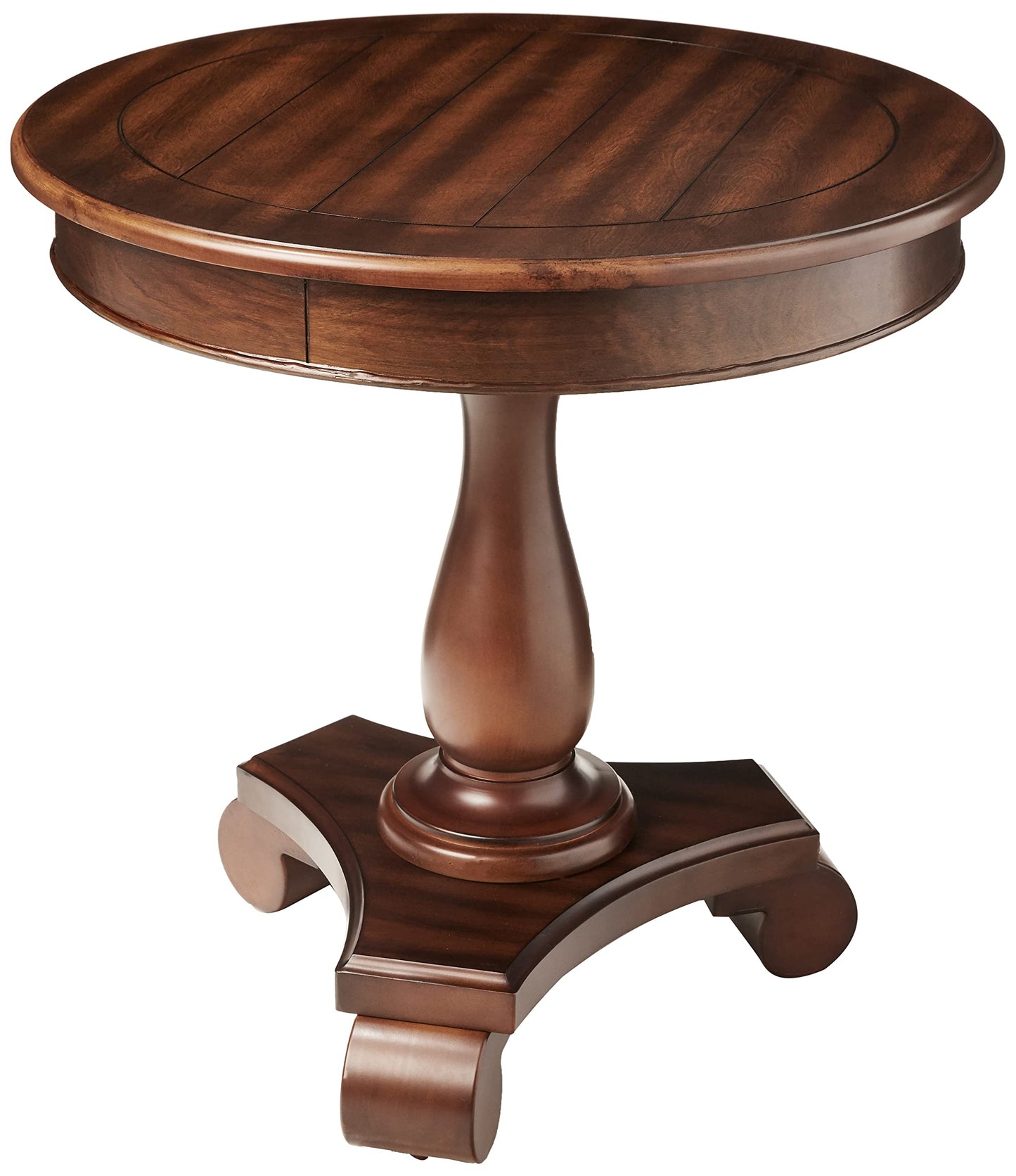Roundhill Furniture Rene Round Wood Pedestal Side Table, Antique White