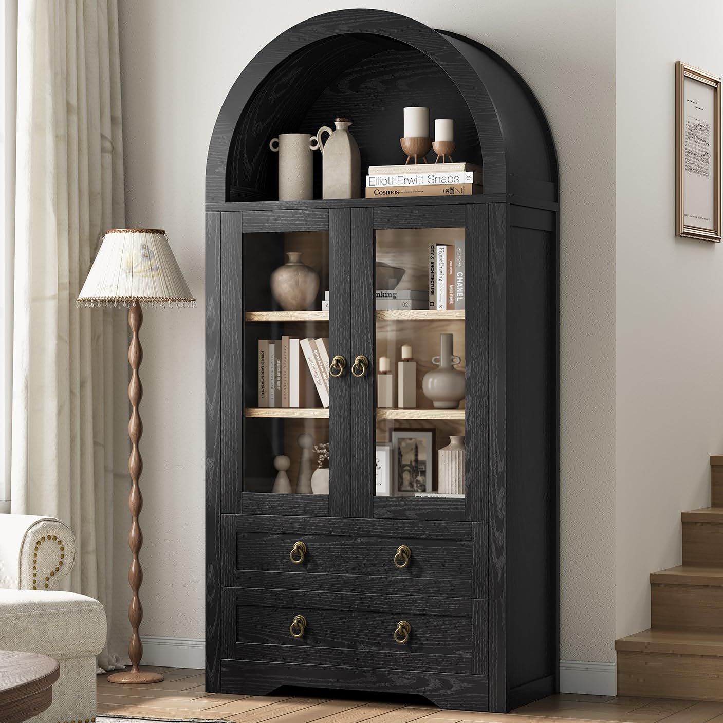Kitchen Pantry Cabinet Arched Cabinet Bookshelf/Bookcase