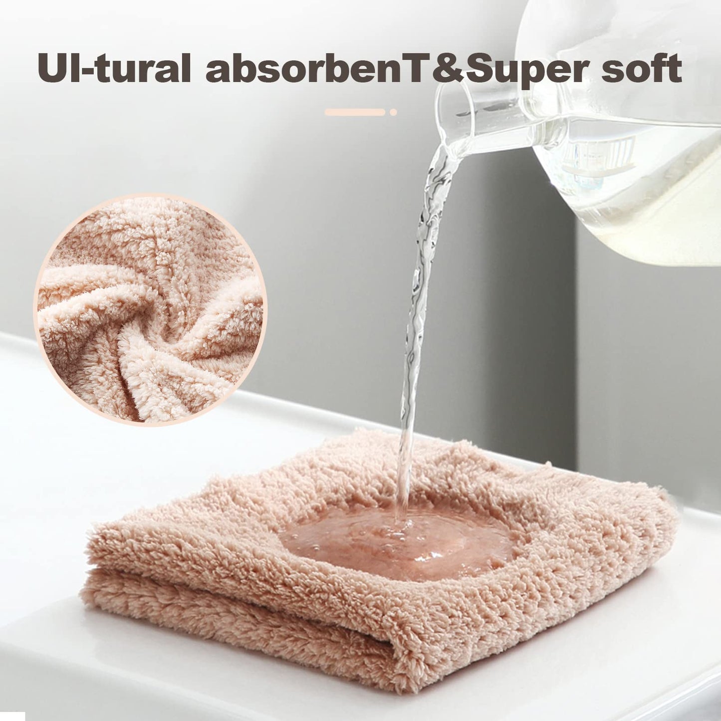 K&janet6am Microfiber Cleaning Cloth for Kitchen, 12 Pack Premium Coral Velvet Dish Cloths for Washing Dishes, Super Absorbent Coral Fleece Cleaning Cloths, Nonstick Oil Washable Fast Drying Rags