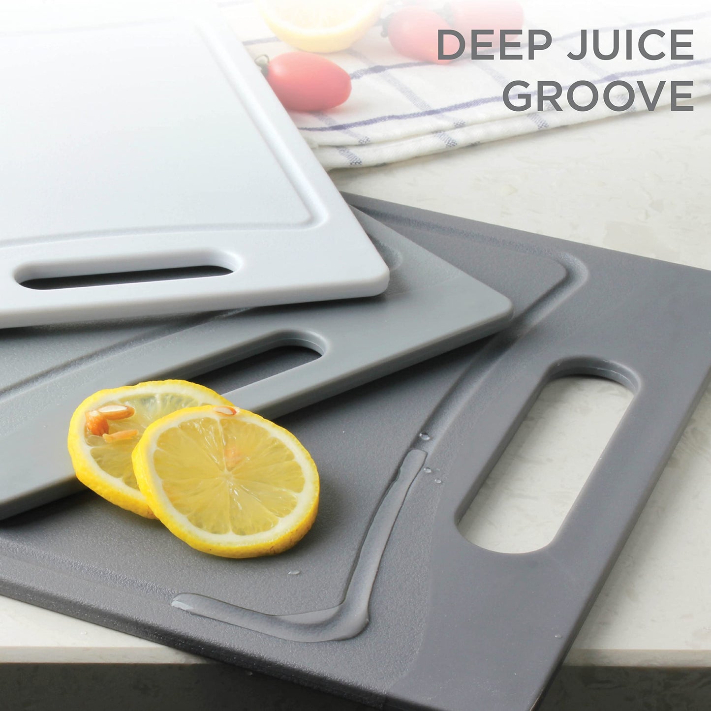 COOK WITH COLOR Non-Slip Cutting Board Set – Kitchen Essentials with Easy Grip Handle for Meat, Veggies, and Fruits, 3 Cutting Boards, Teal