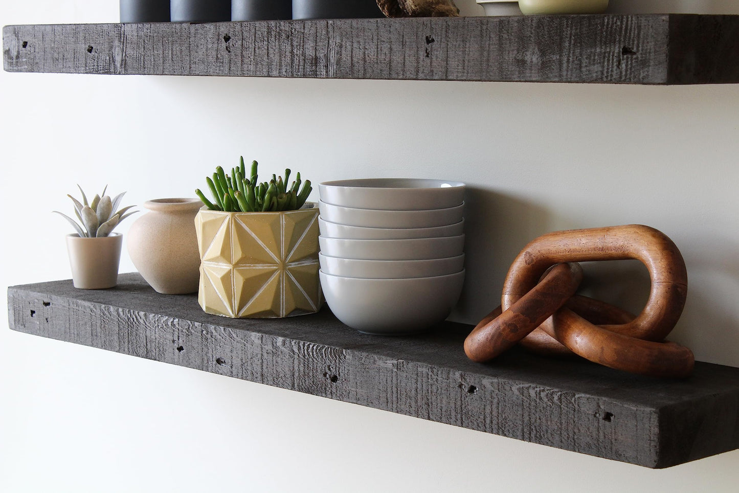 Urban Legacy Reclaimed Barnwood Planks | Floating Shelves for Wall w/Flush Mount Shelf Bracket Set Included | Set of 2 (Natural, 18"x 4.5"x 2")