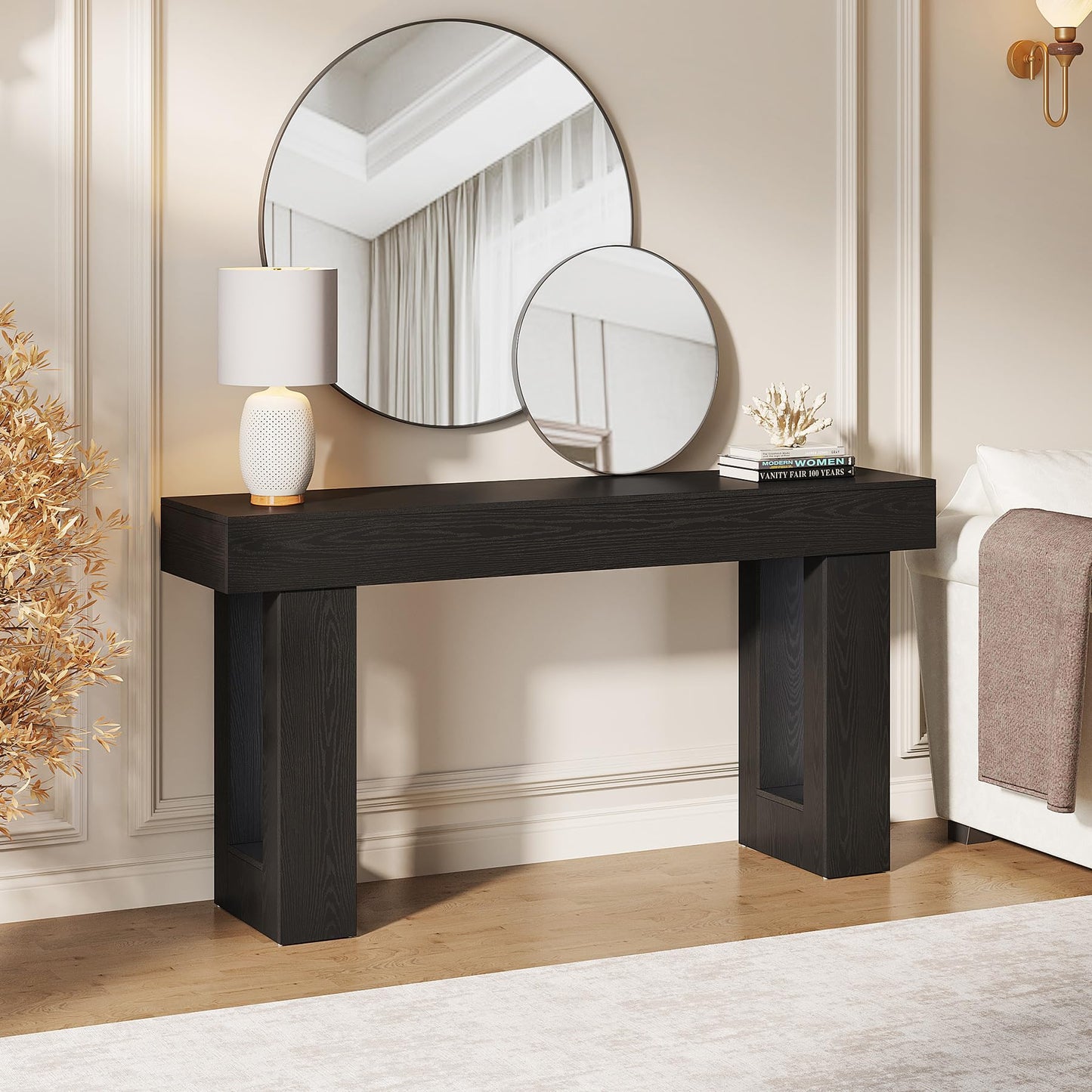 Tribesigns 63-Inch Long Console Table, Wooden Rectangular Sofa Table Behind The Couch, Farmhouse Entryway Table for Entrance, Hallway, Living Room (Natural)