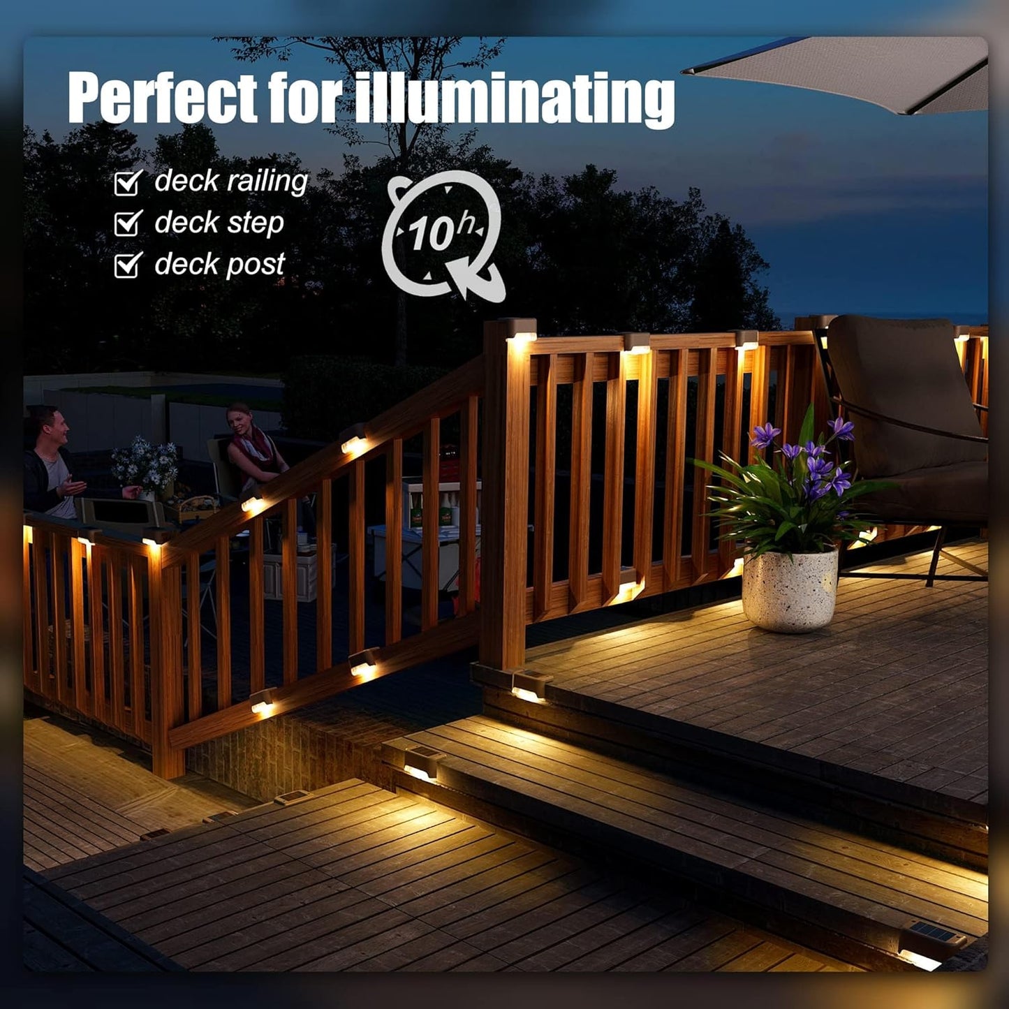 SOLPEX Solar Deck Lights Outdoor 16 Pack, Solar Step Lights Waterproof & 4 Pack 8 Lighting Modes Fixed Colors & Color Changing Fence Solar Lights Outdoor