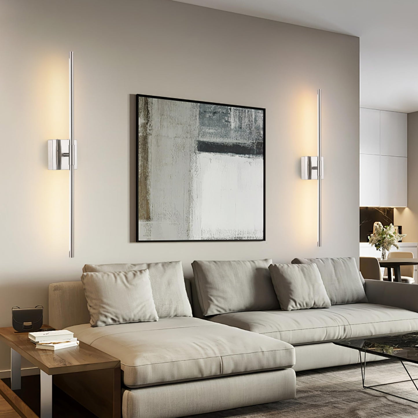 Battery Operated Wall Sconces Set of 2, Dimmable Battery Wall Sconce with Remote Control, Black Gold LED Rechargeable Sconces, 24 Inch Modern Wireless Wall Lights for Bedroom, Living Room