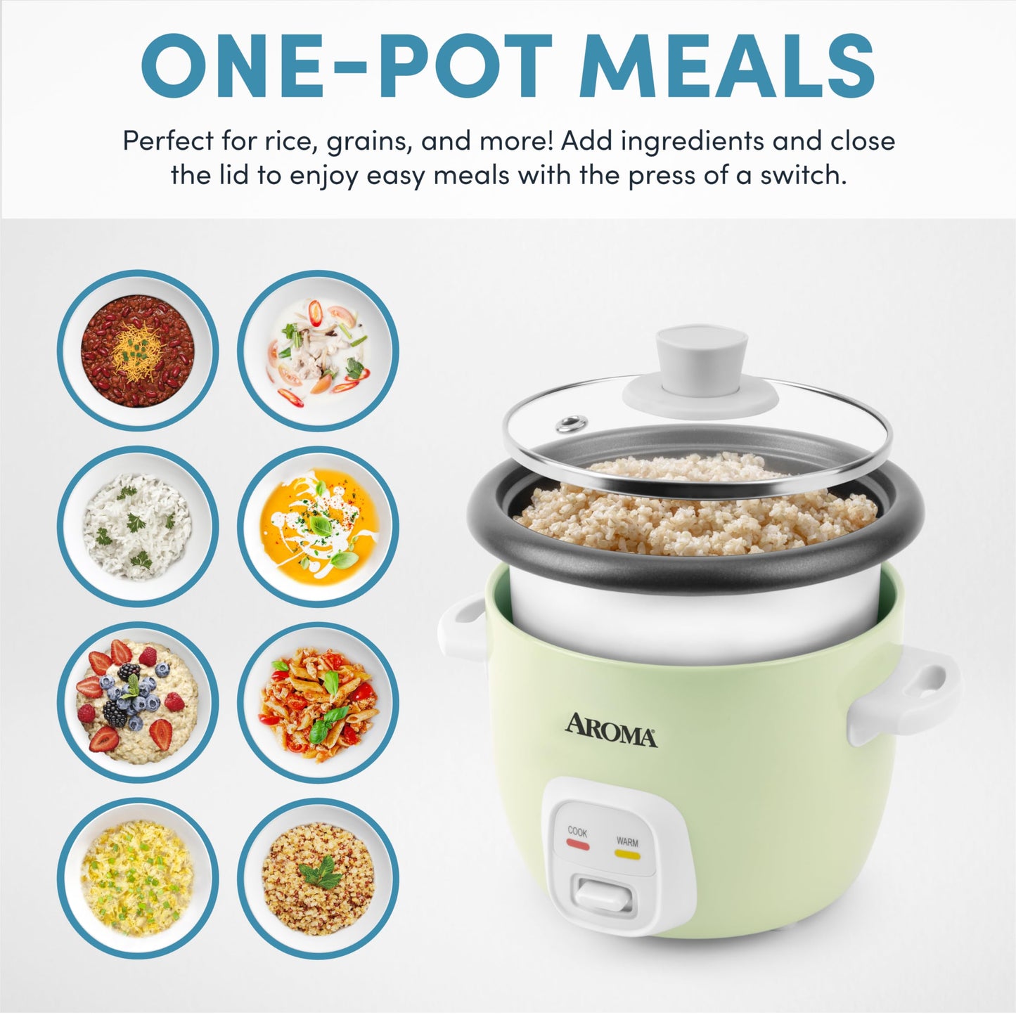 Aroma Housewares 4-Cups (Cooked) / 1Qt. Rice & Grain Cooker (ARC-302NGBL), Blue