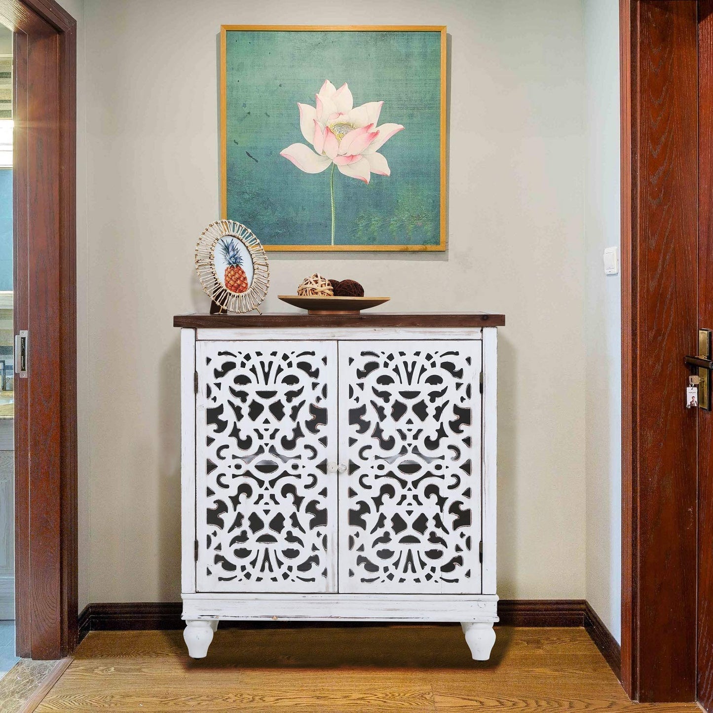 Sophia & William Tall Storage Cabinet 47.4", Decorative 2-Door Tall Accent Cabinet, for Living Room, Dining Room, White