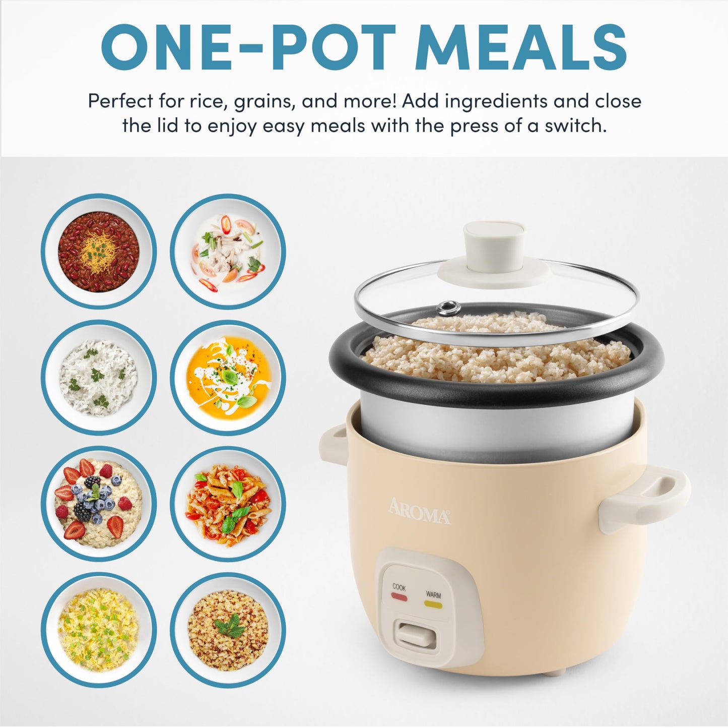 Aroma Housewares 4-Cups (Cooked) / 1Qt. Rice & Grain Cooker (ARC-302NGBL), Blue