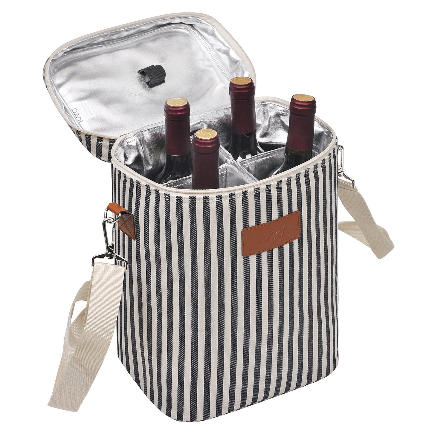 Tirrinia 2 Bottle Leakproof Insulated Wine Tote Carrier Bag - Padded Cooler for Travel, Restaurants, Tasting, Parties, Great Gift for Wine Lovers