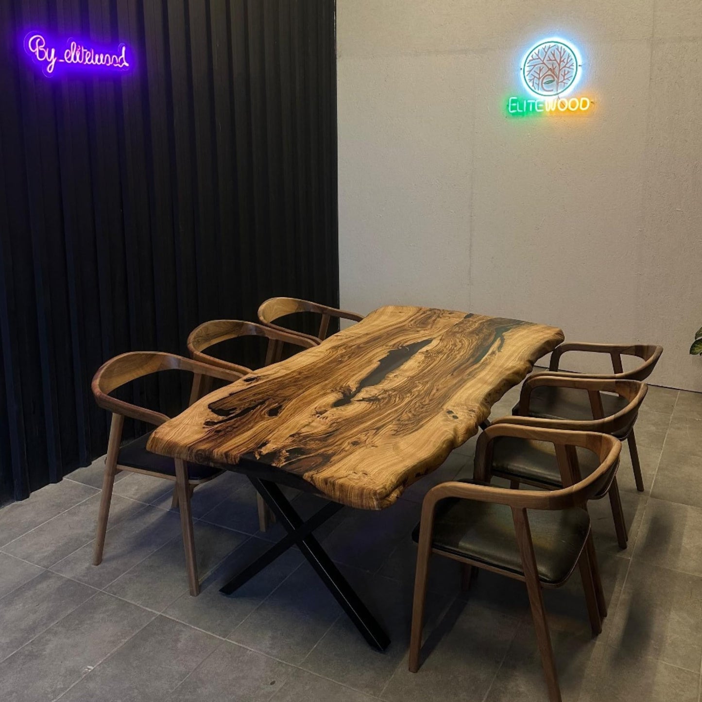 Elite Wood 55 x 31 in Handcrafted Live Edge Chestnut Table - Epoxy Resin, Dinning Room, Kitchen Table, Modern, Rustic Modern, Kitchen Tables, Farmhouse Dining